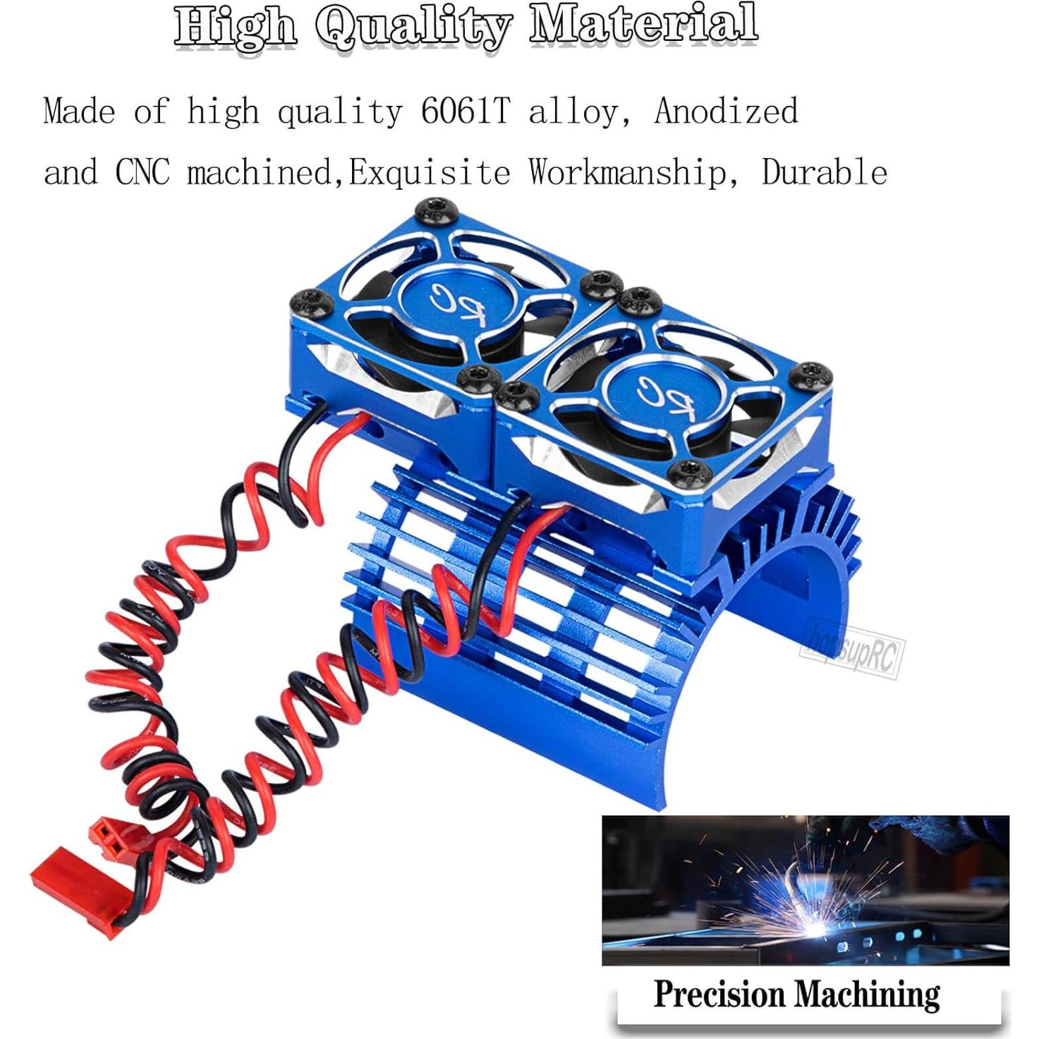 Ventilador de Enfriamiento Doble HopsupRC 40mm 1/8 Coche RC Azul