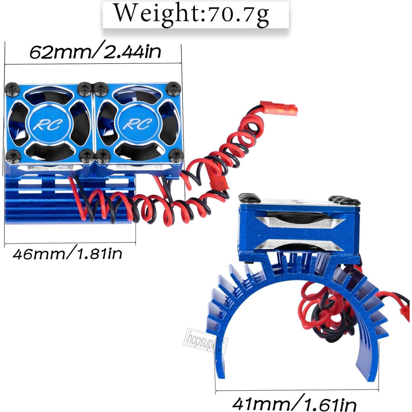 Ventilador de Enfriamiento Doble HopsupRC 40mm 1/8 Coche RC Azul