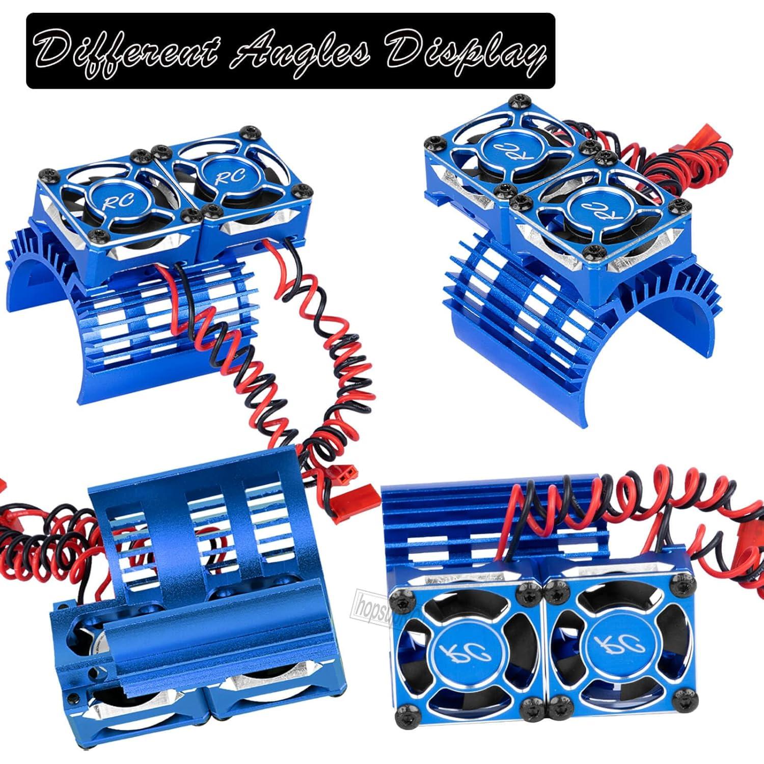 Ventilador de Enfriamiento Doble HopsupRC 40mm 1/8 Coche RC Azul