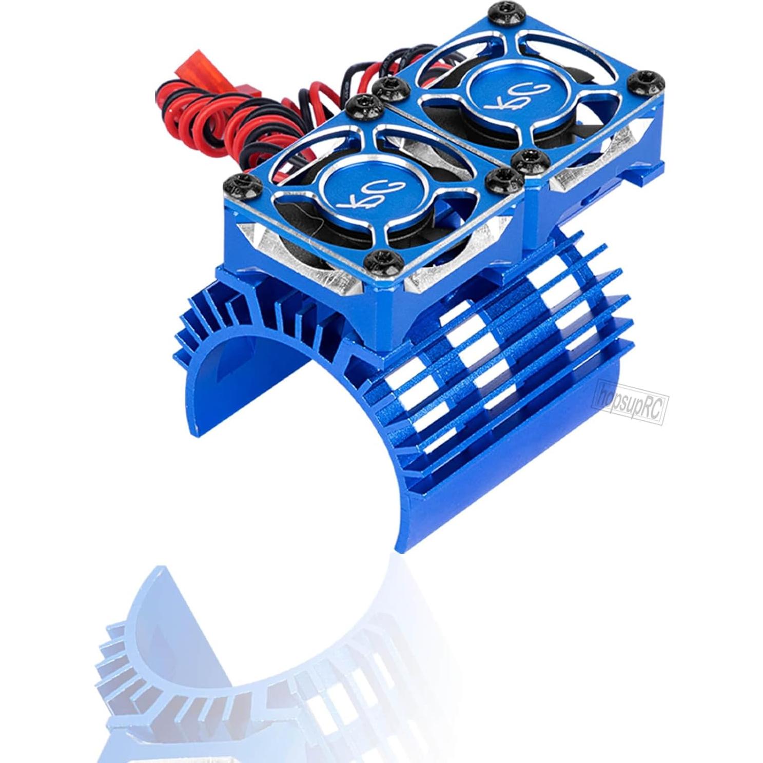 Ventilador de Enfriamiento Doble HopsupRC 40mm 1/8 Coche RC Azul