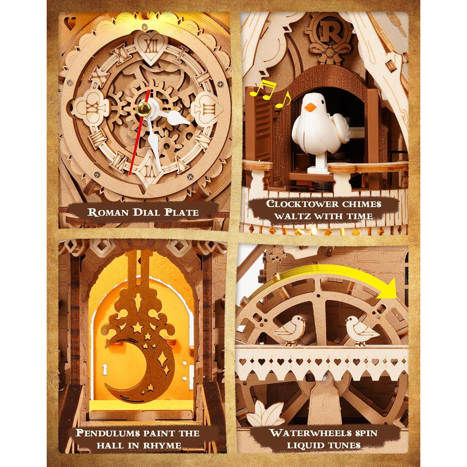 Rompecabezas 3D ROKR Reloj de Cuco de Madera 435 Piezas