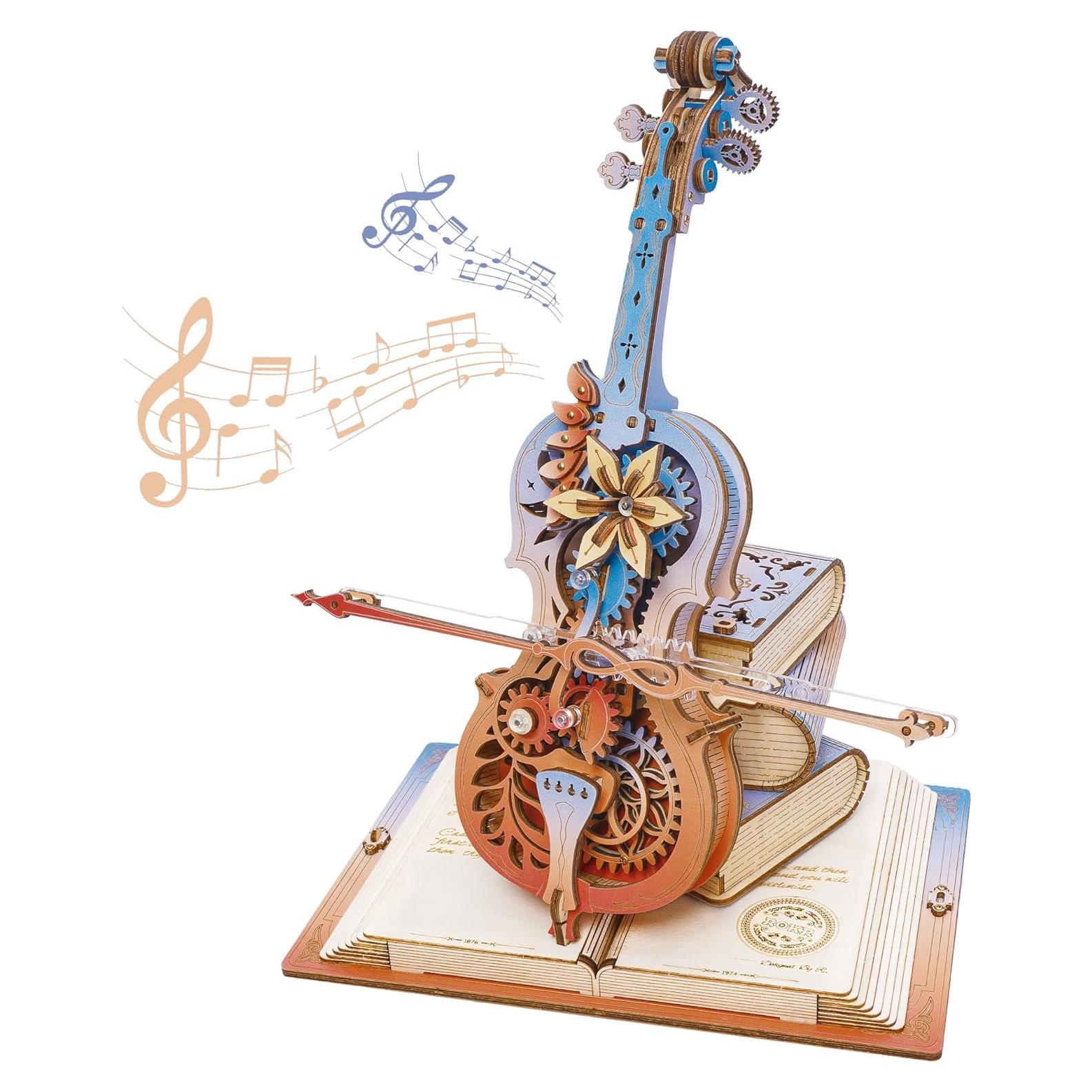 Rompecabezas 3D ROKR Violonchelo de Madera DIY - Caja de Música