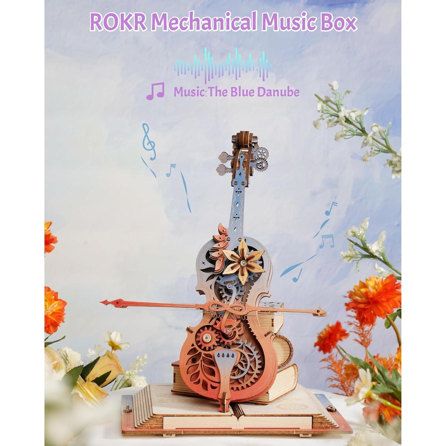 Rompecabezas 3D ROKR Violonchelo de Madera DIY - Caja de Música