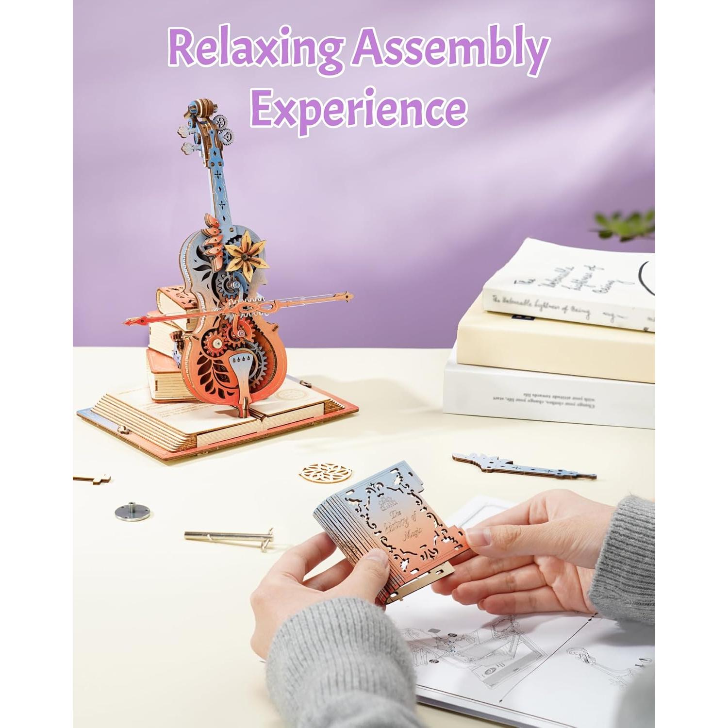 Rompecabezas 3D ROKR Violonchelo de Madera DIY - Caja de Música