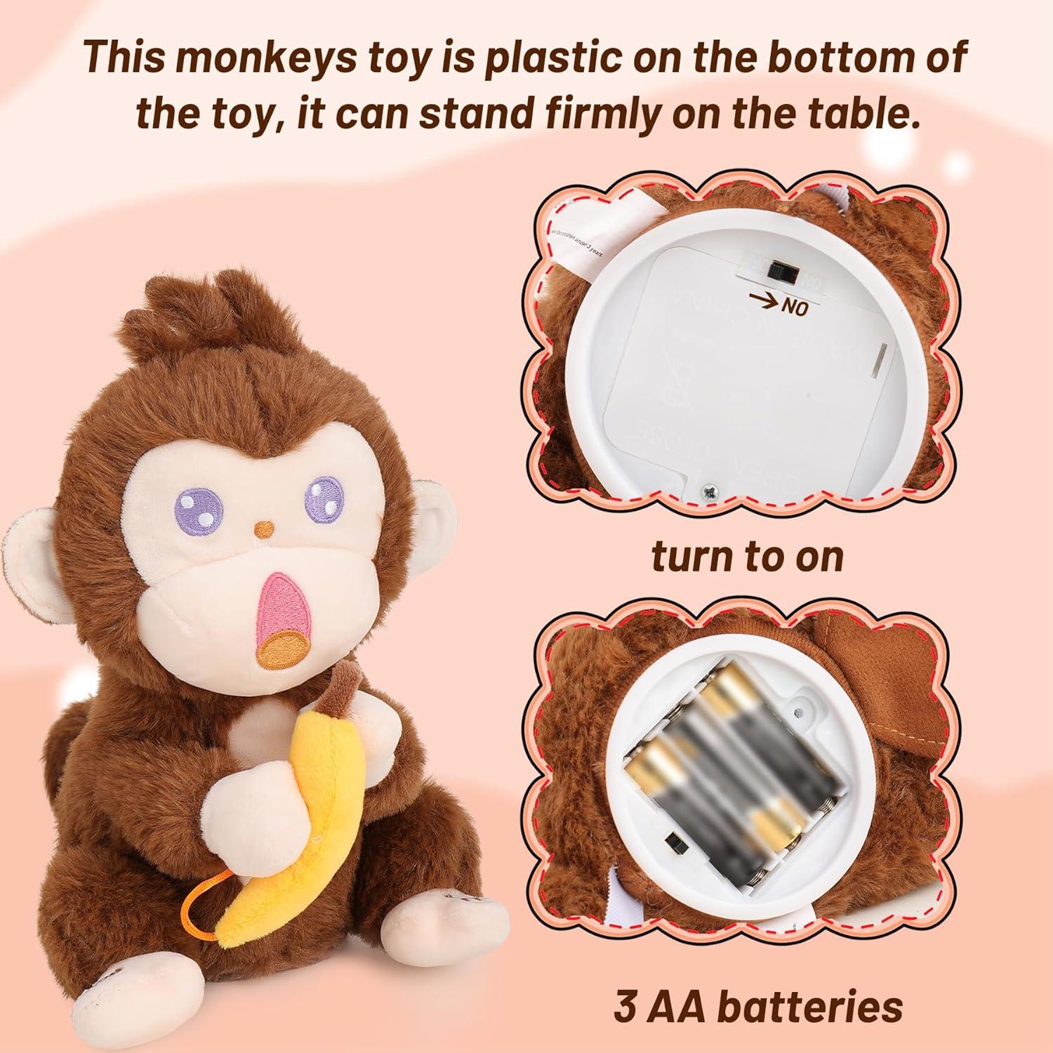 Mono de Peluche Interactivo MIAODAM 30 cm con 9 Canciones