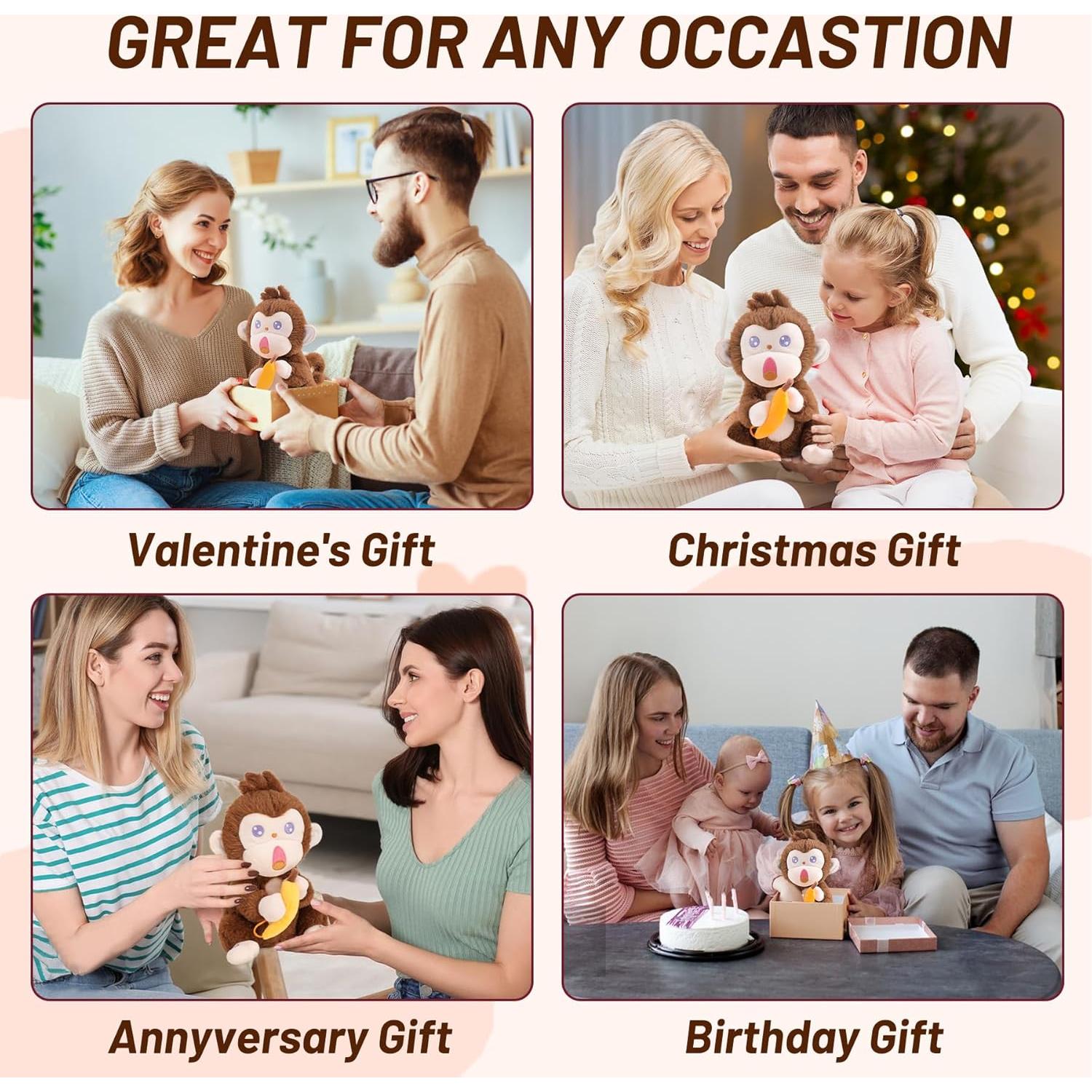 Mono de Peluche Interactivo MIAODAM 30 cm con 9 Canciones