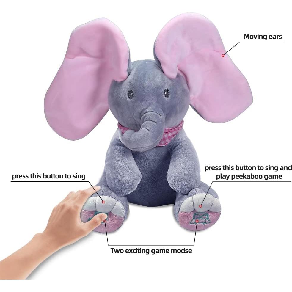 Juguete de Peluche Interactivo OMGOD Elefante Peek a Boo 33x30.5cm