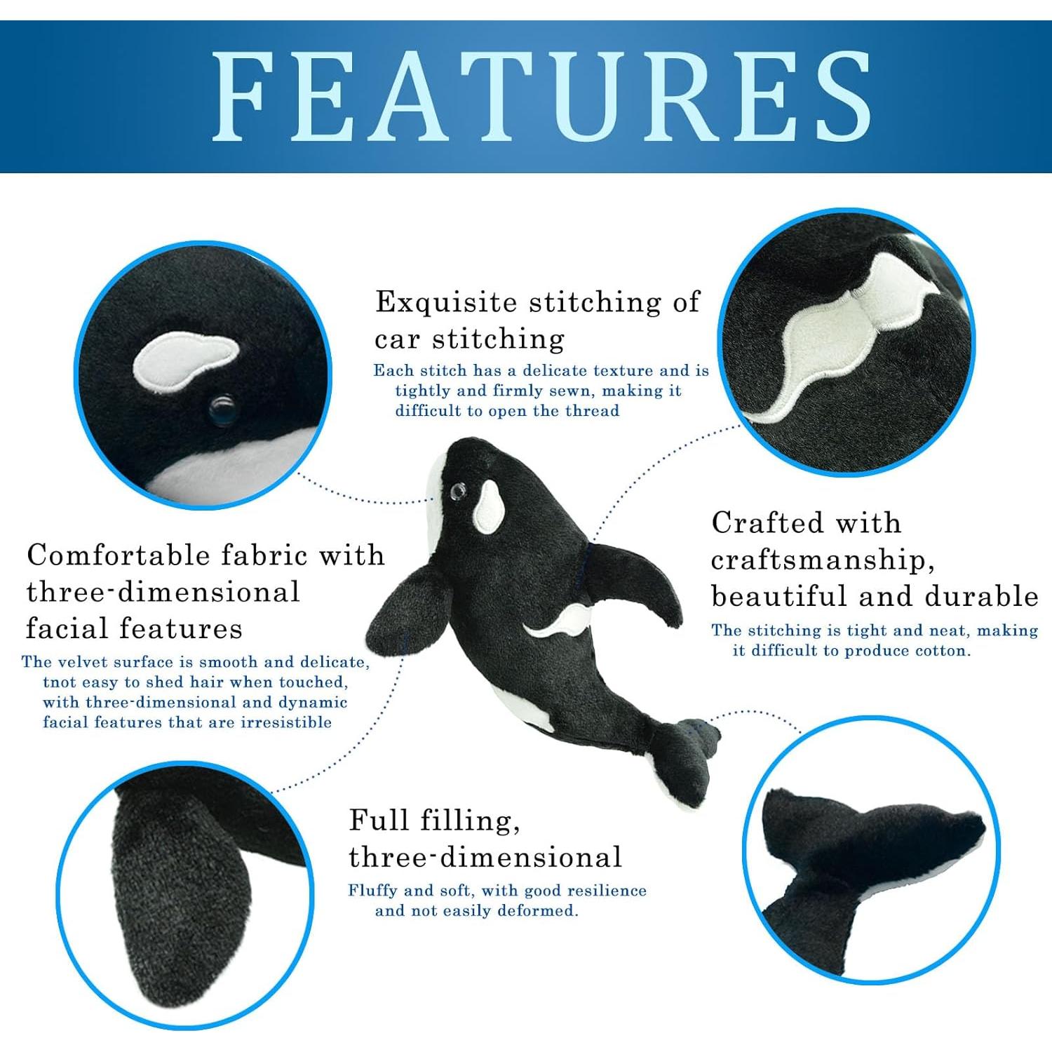 2PCS Peluche Orca 30 cm - Juguete Suave para Niños