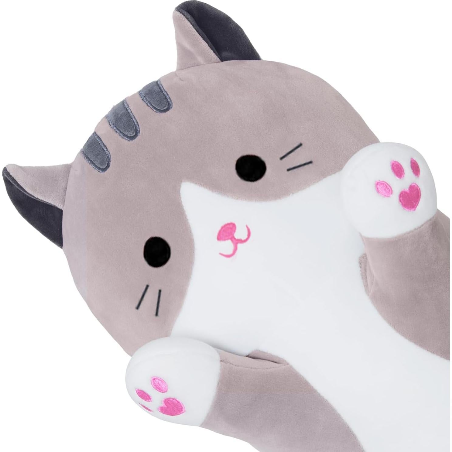 Almohada de Cuerpo de Gato Peluche SNOWOLF 90 cm Gris