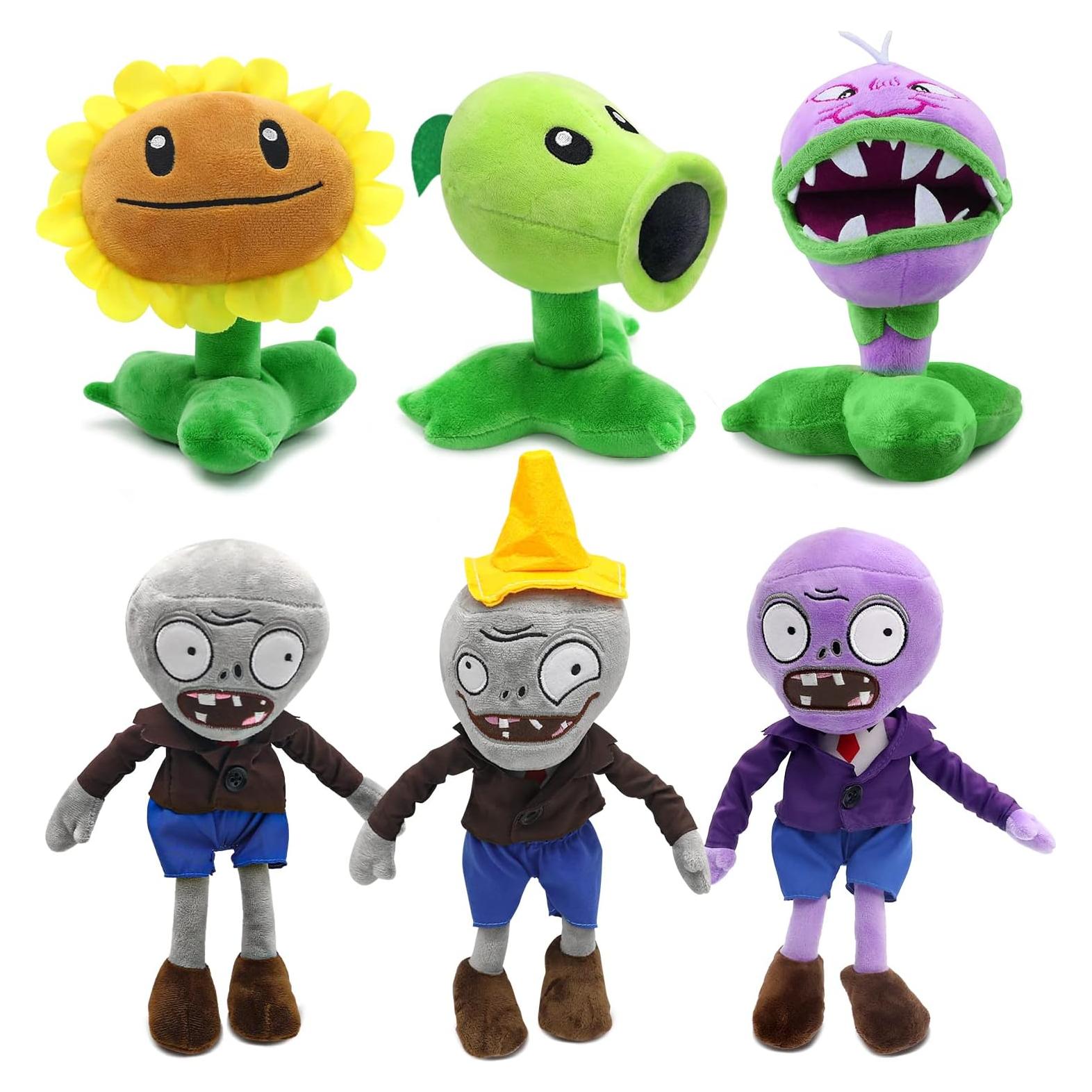Set de 6 Peluches Plantas vs Zombis Maikerry - Regalos para Niños