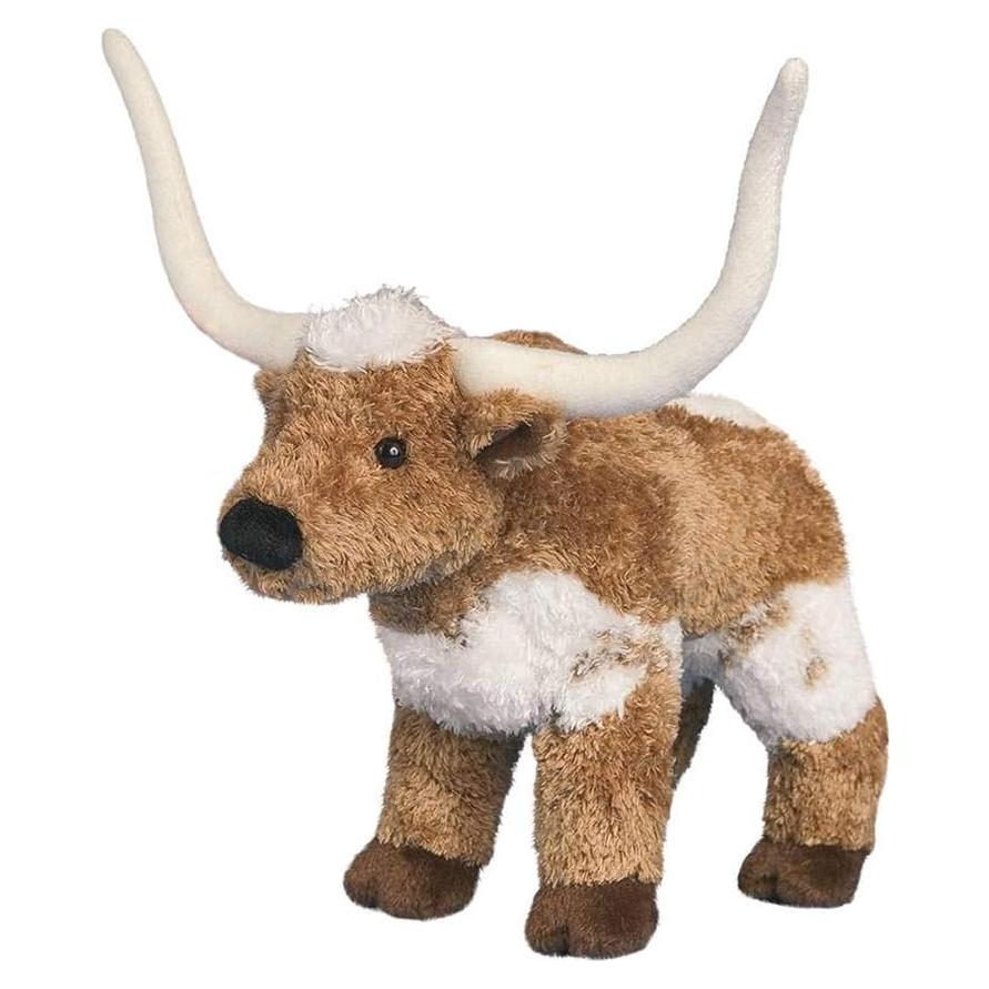Peluche T-Bone Longhorn Steer Douglas 20 cm Marrón y Blanco