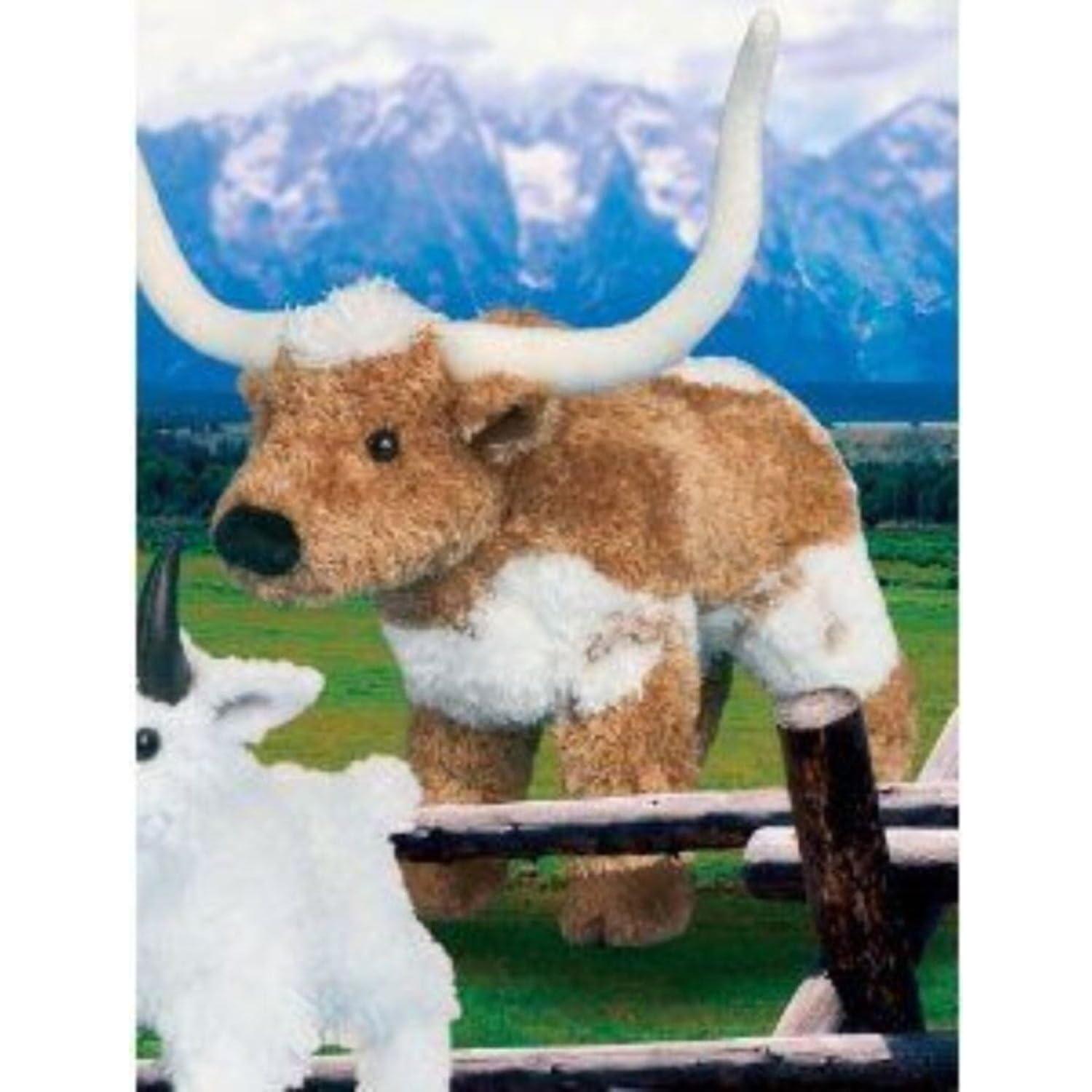 Peluche T-Bone Longhorn Steer Douglas 20 cm Marrón y Blanco