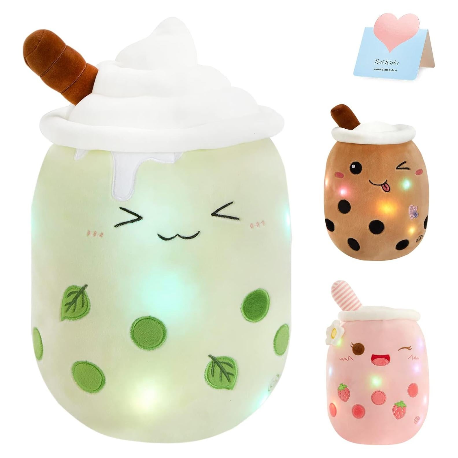 Almohada de Peluche Athoinsu Boba Matcha LED 38cm Verde