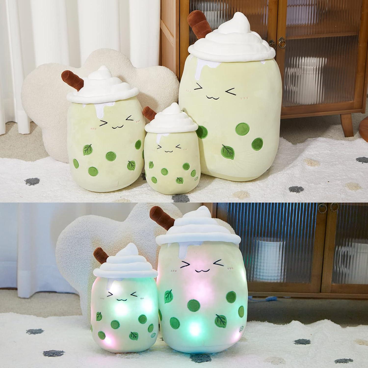 Almohada de Peluche Athoinsu Boba Matcha LED 38cm Verde