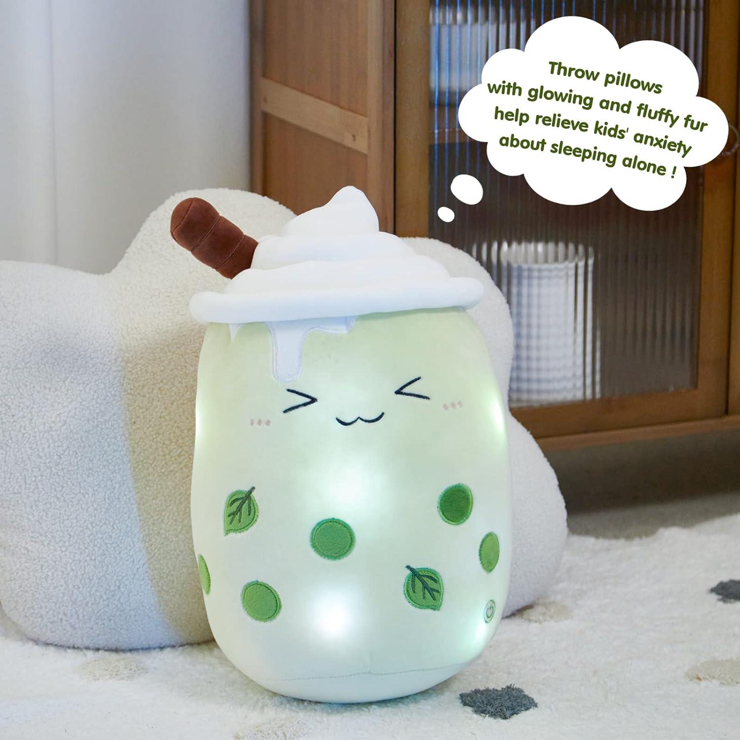 Almohada de Peluche Athoinsu Boba Matcha LED 38cm Verde