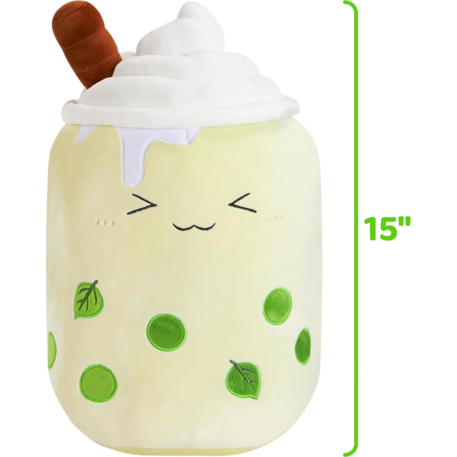 Almohada de Peluche Athoinsu Boba Matcha LED 38cm Verde