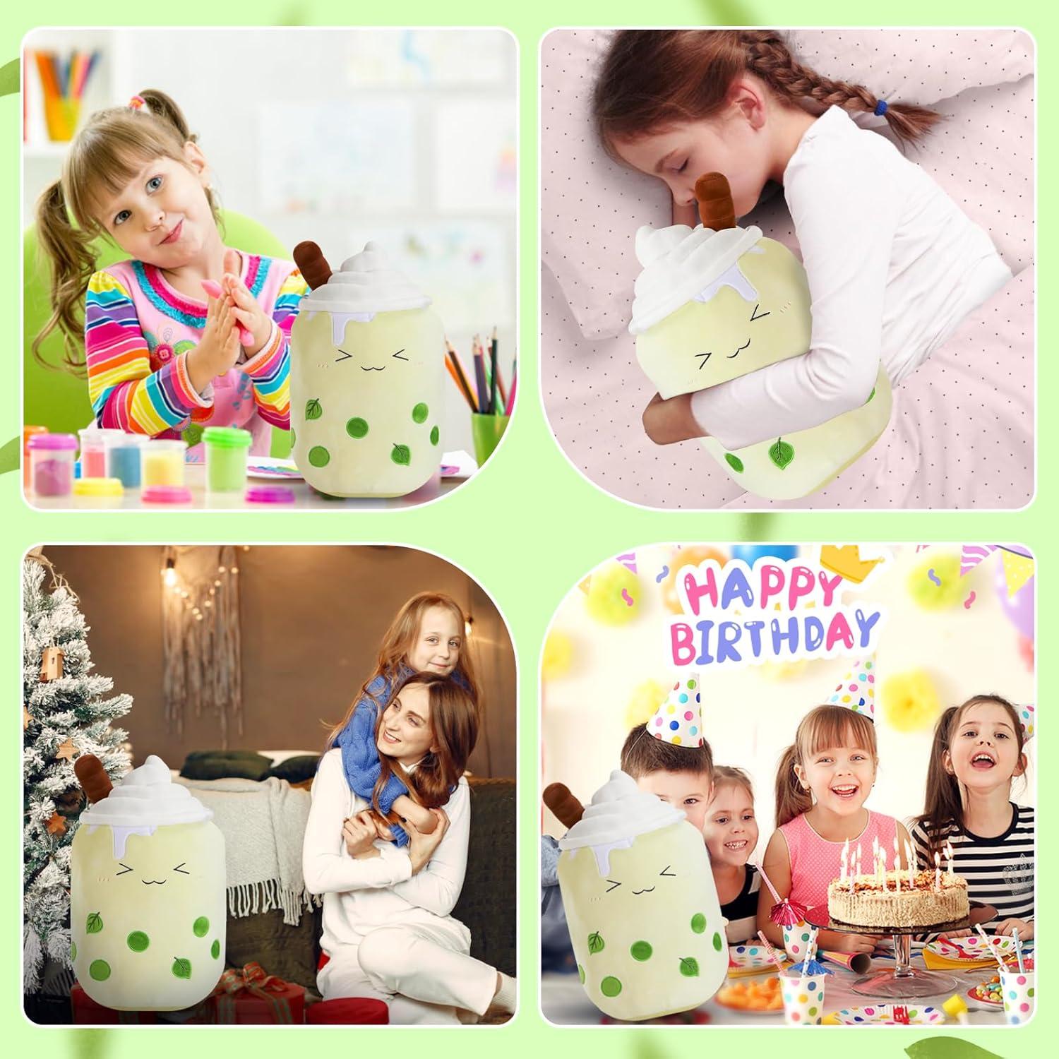 Almohada de Peluche Athoinsu Boba Matcha LED 38cm Verde