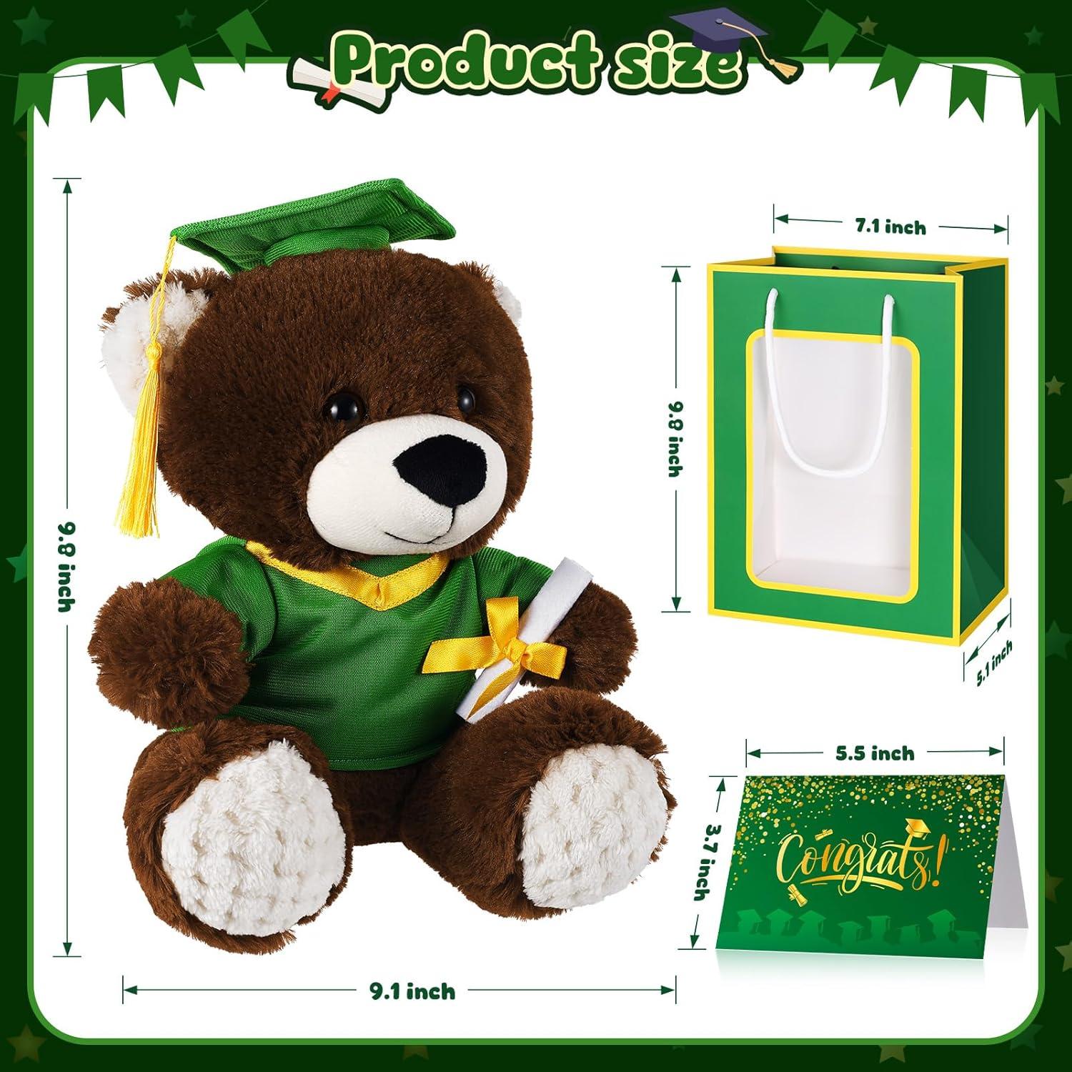Set de 2 Osos de Peluche Graduación Verde con Tarjeta y Bolsa