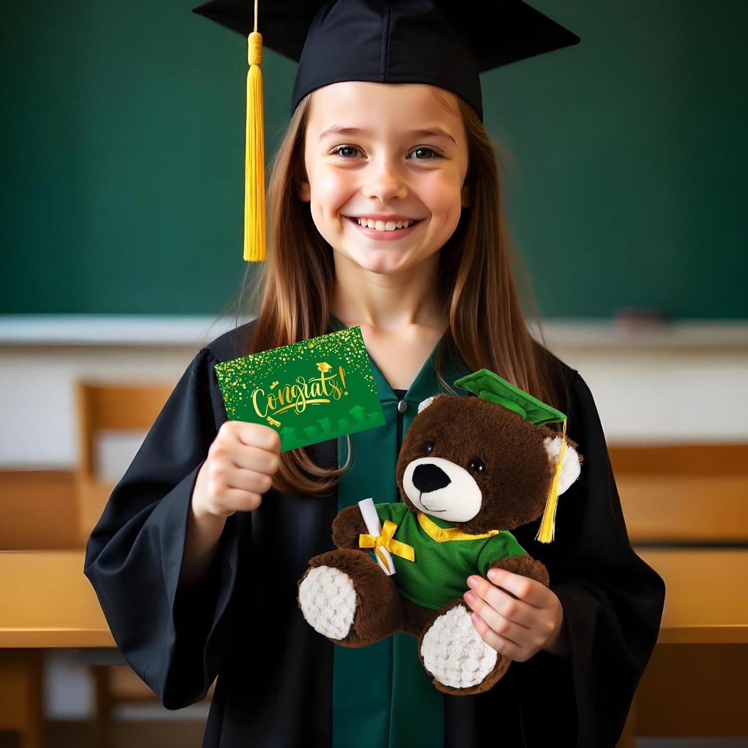 Set de 2 Osos de Peluche Graduación Verde con Tarjeta y Bolsa