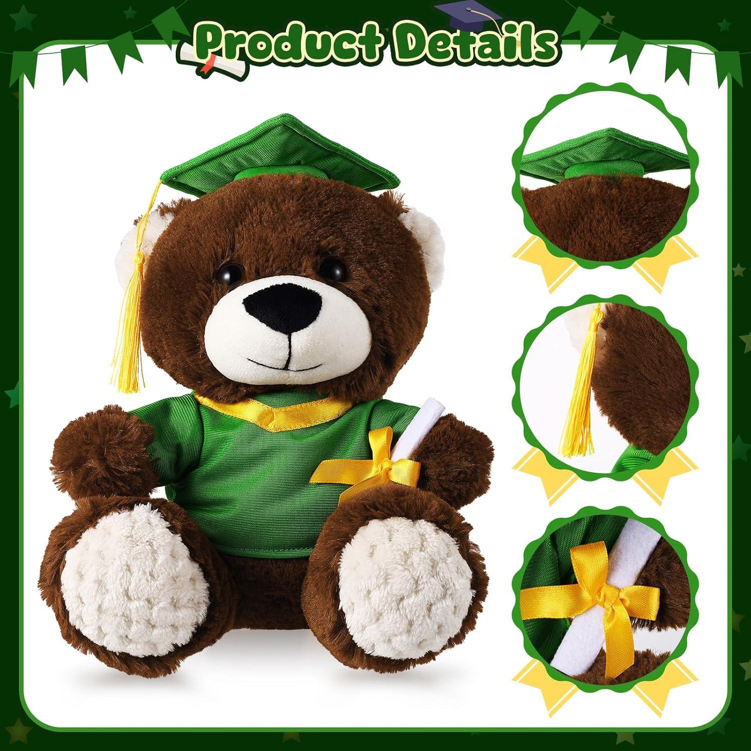 Set de 2 Osos de Peluche Graduación Verde con Tarjeta y Bolsa