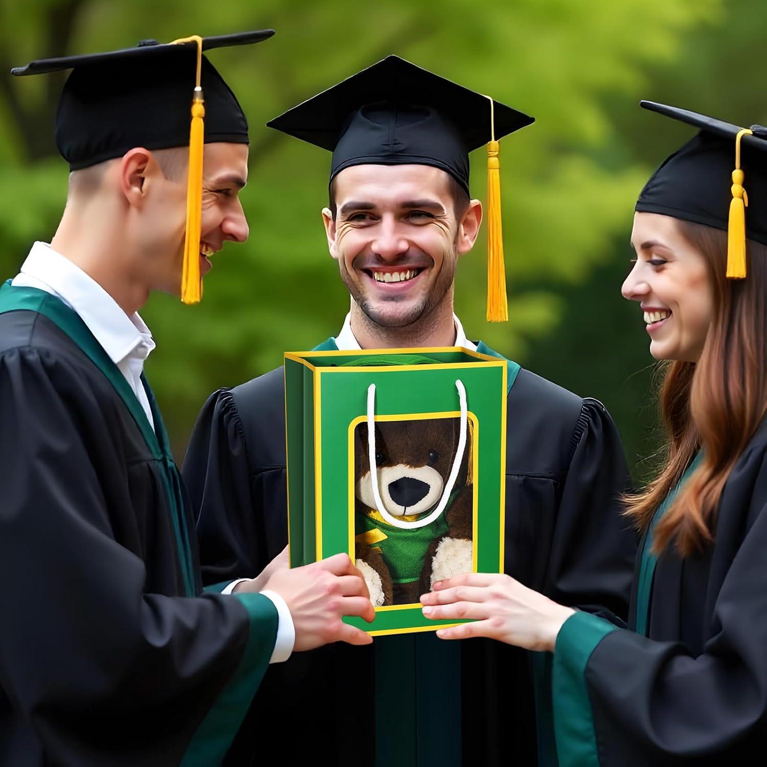 Set de 2 Osos de Peluche Graduación Verde con Tarjeta y Bolsa