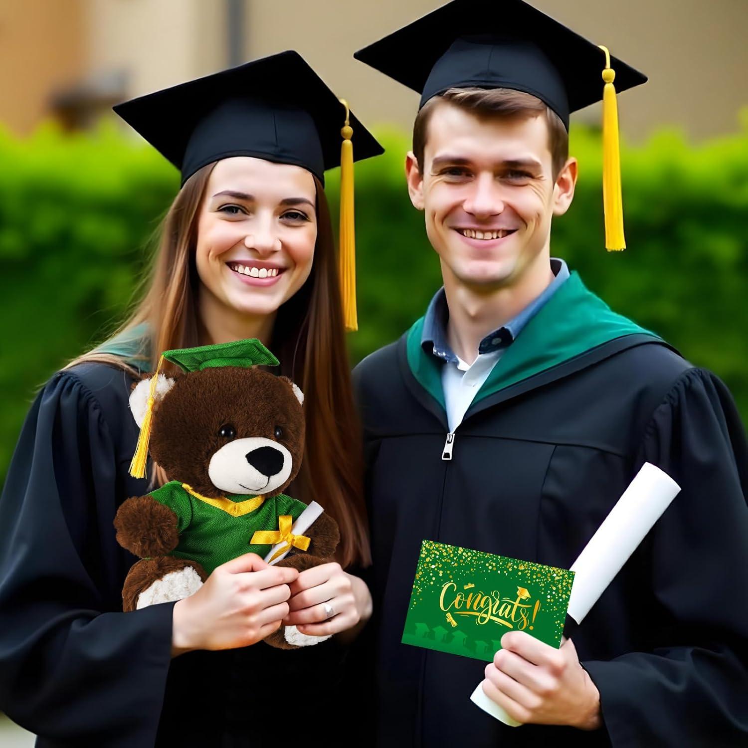 Set de 2 Osos de Peluche Graduación Verde con Tarjeta y Bolsa