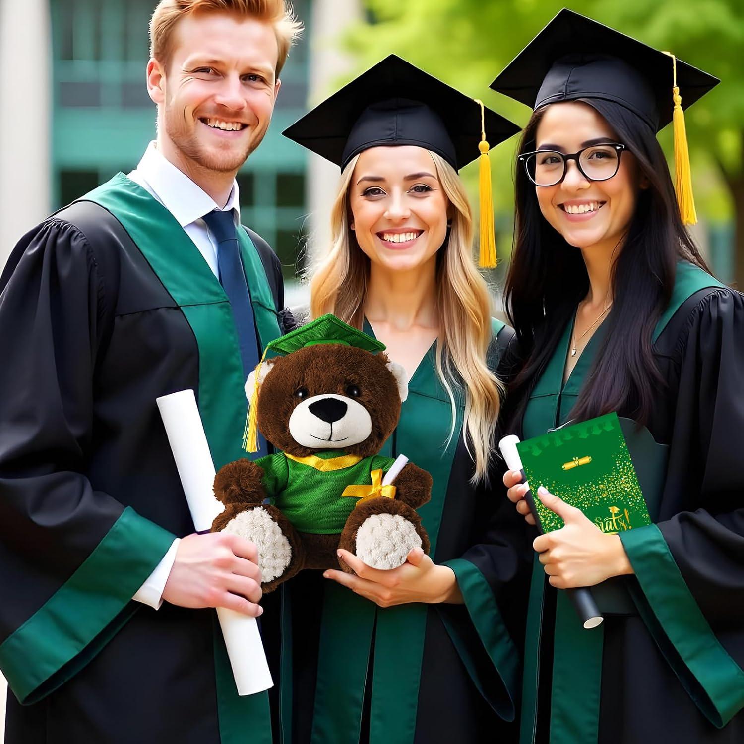 Set de 2 Osos de Peluche Graduación Verde con Tarjeta y Bolsa