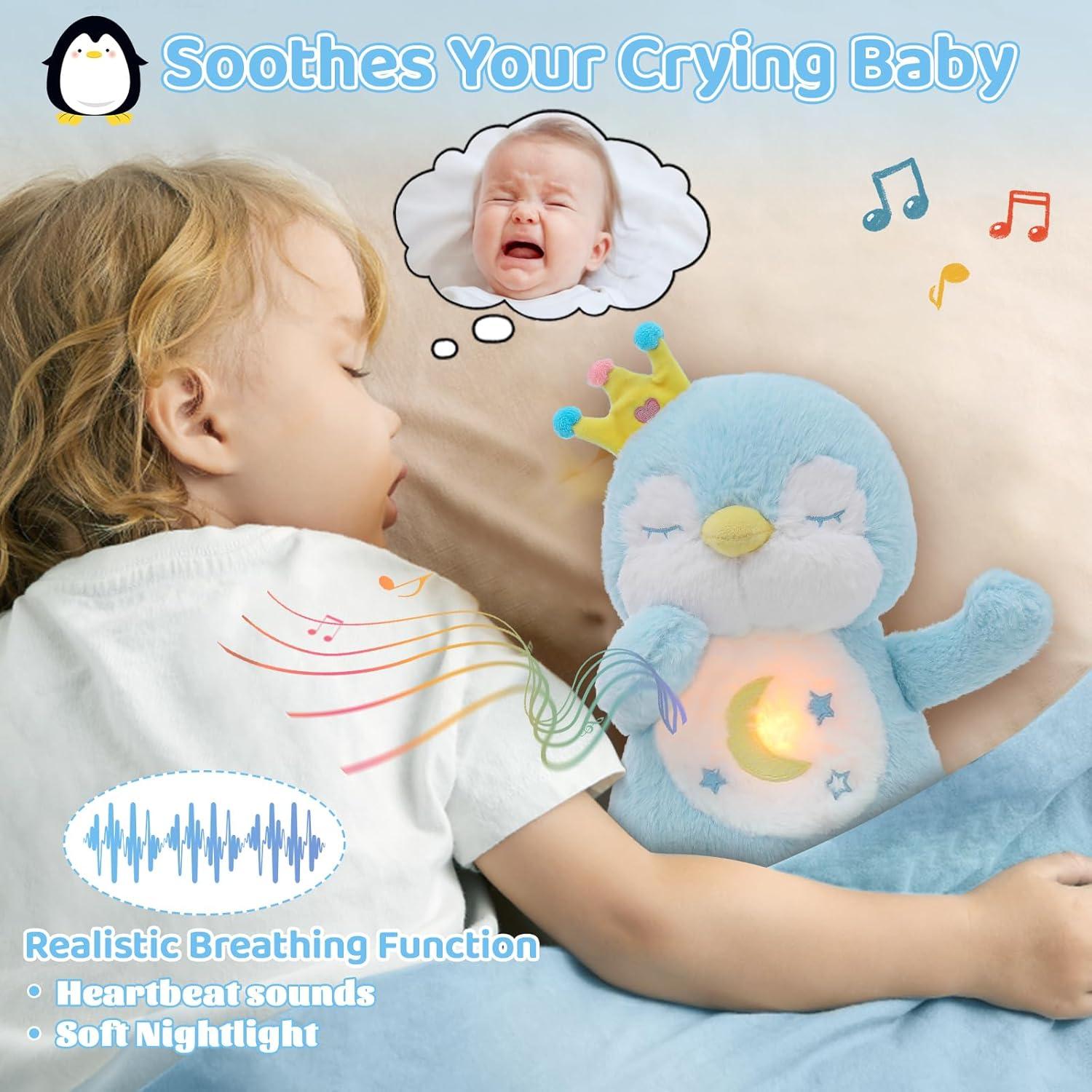 Juguete de Peluche Pingüino Emoin Azul con Respiración Realista