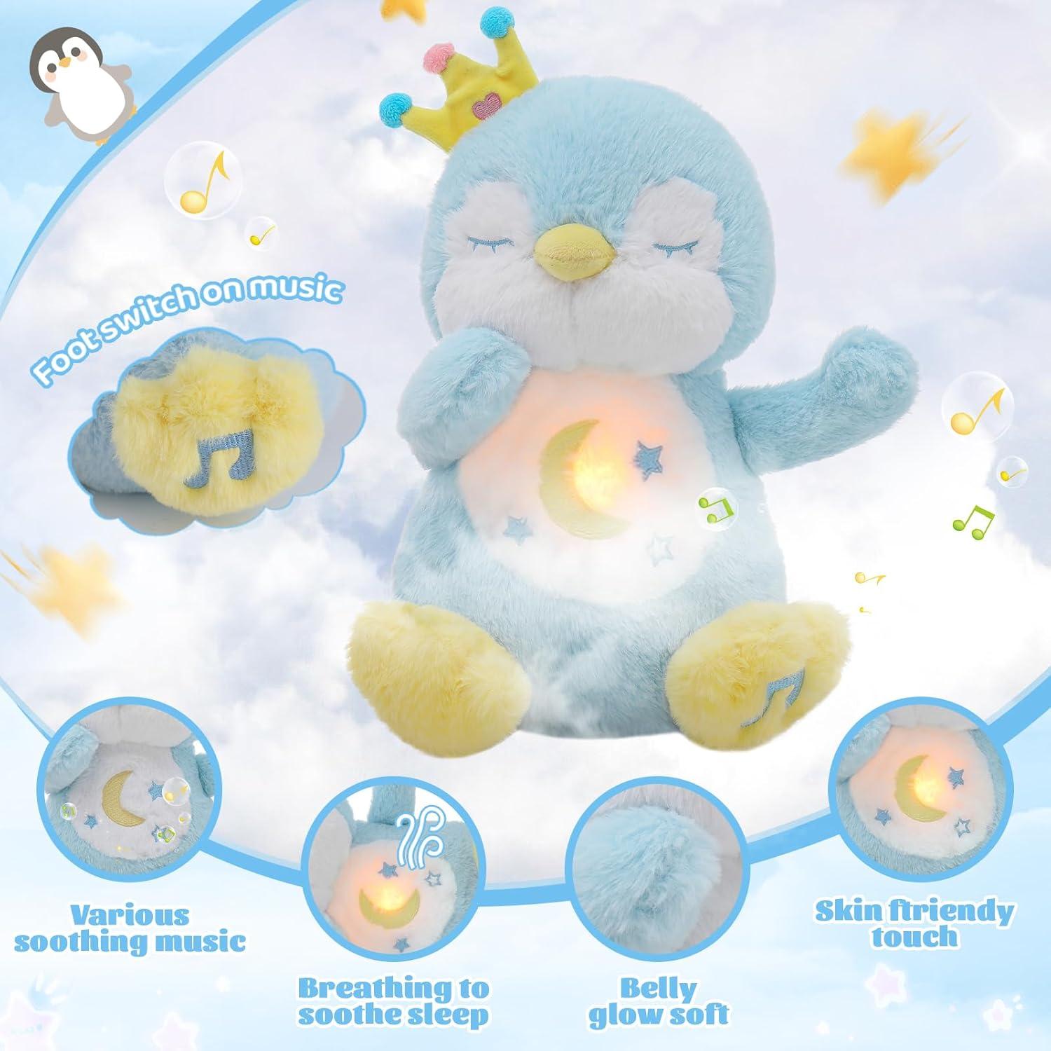 Juguete de Peluche Pingüino Emoin Azul con Respiración Realista