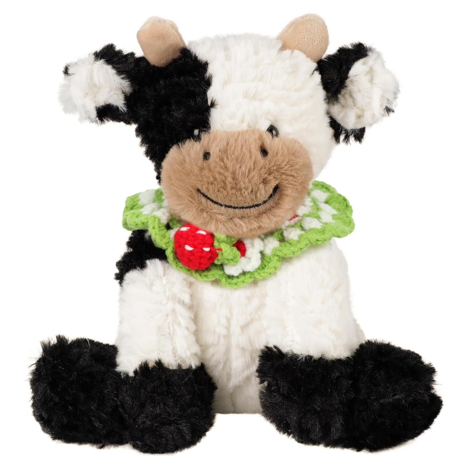 Peluches de Vaca Hopearl con Babero de Fresa 23 cm