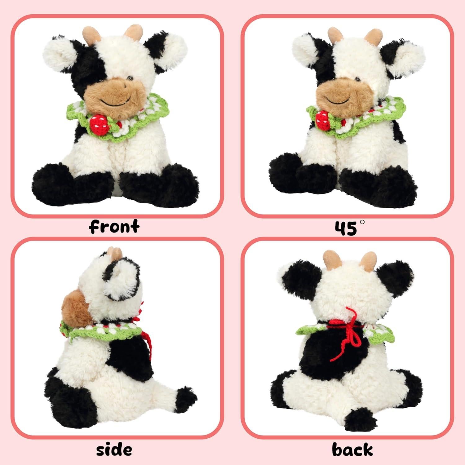 Peluches de Vaca Hopearl con Babero de Fresa 23 cm