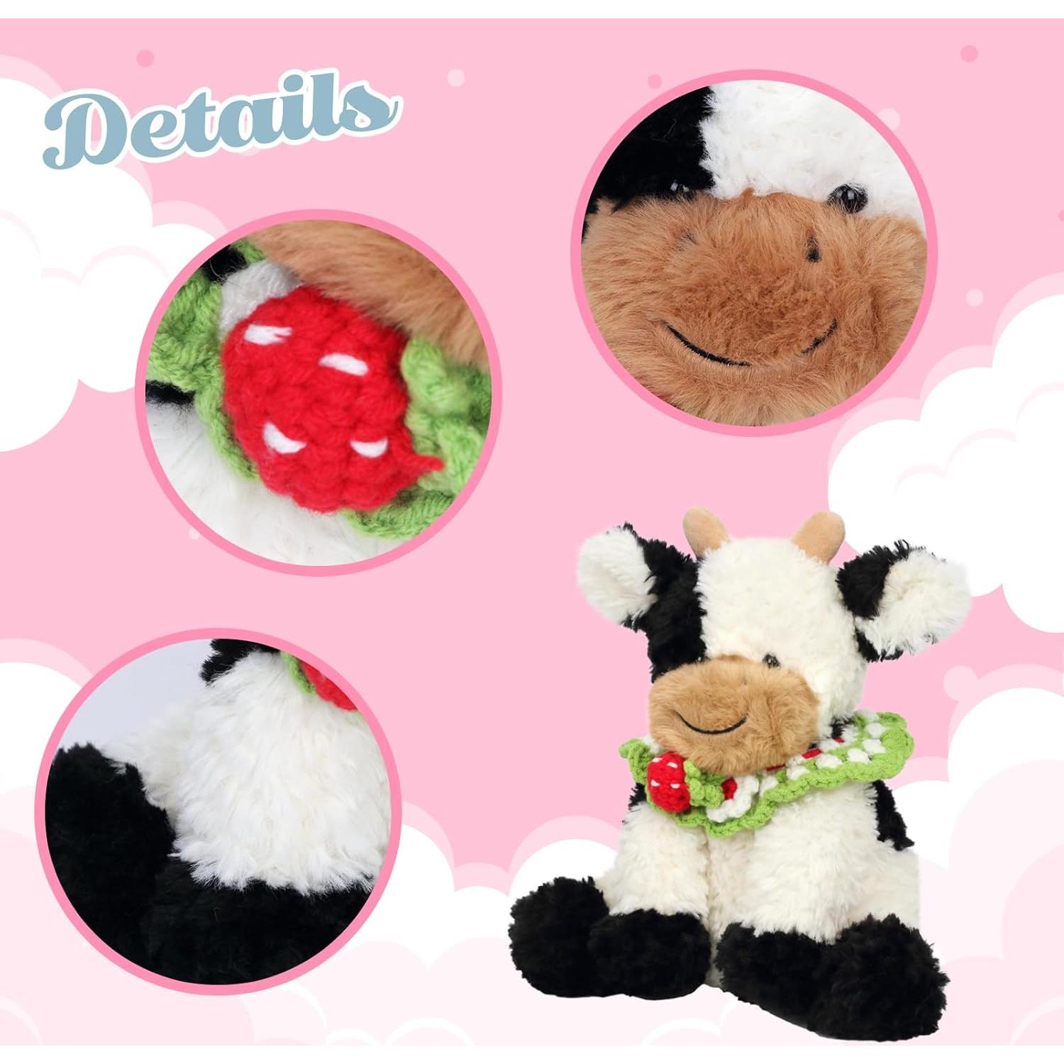 Peluches de Vaca Hopearl con Babero de Fresa 23 cm