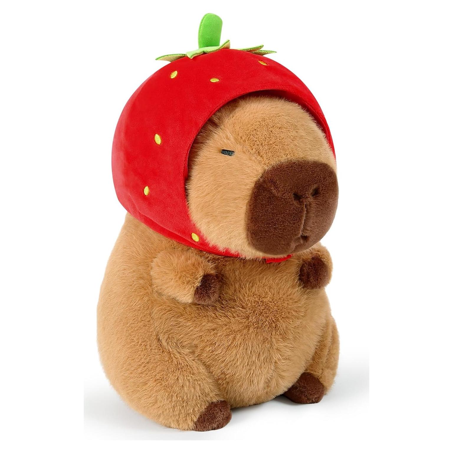 Peluche Capibara Ditucu 43 cm con Sombrero de Fresa Suave