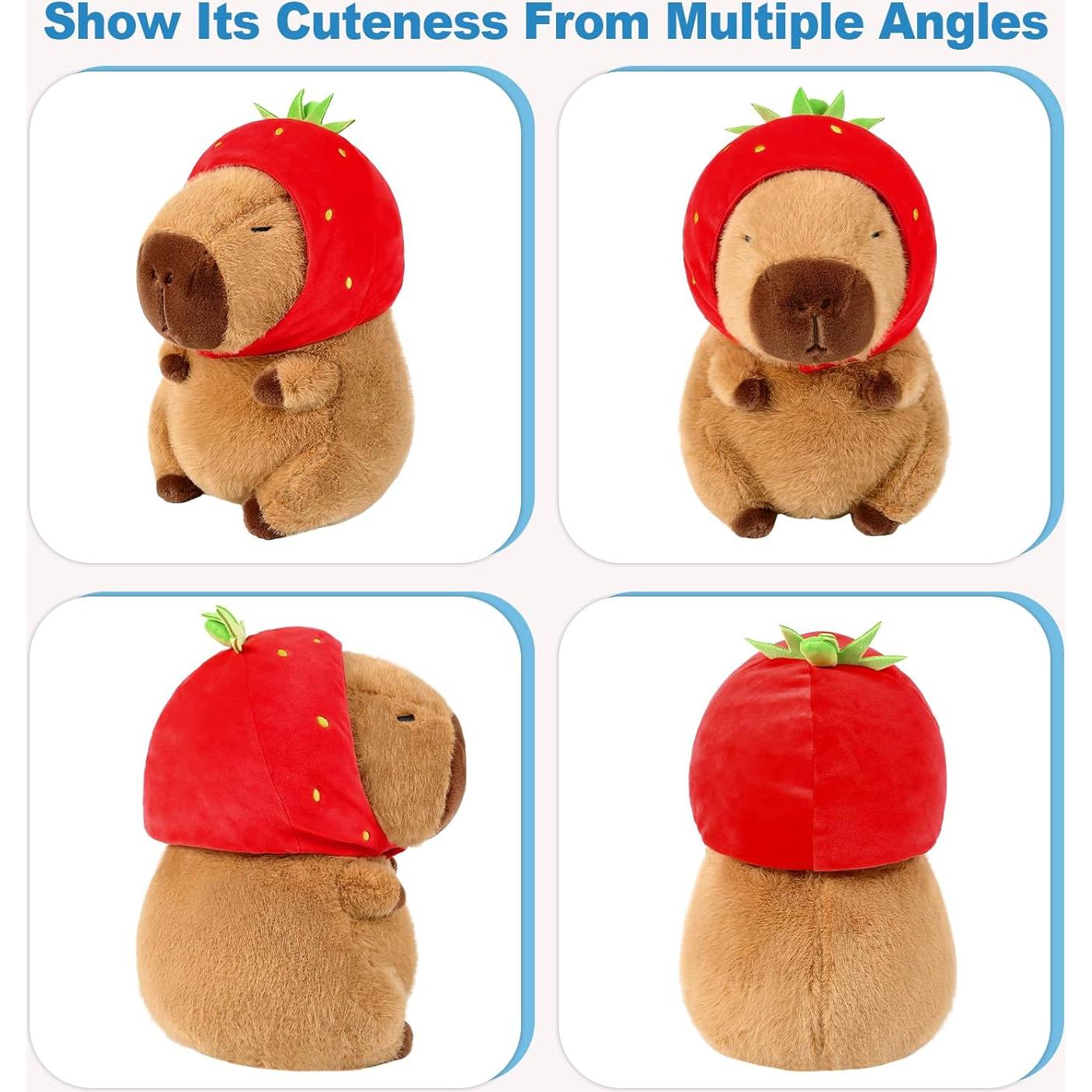 Peluche Capibara Ditucu 43 cm con Sombrero de Fresa Suave