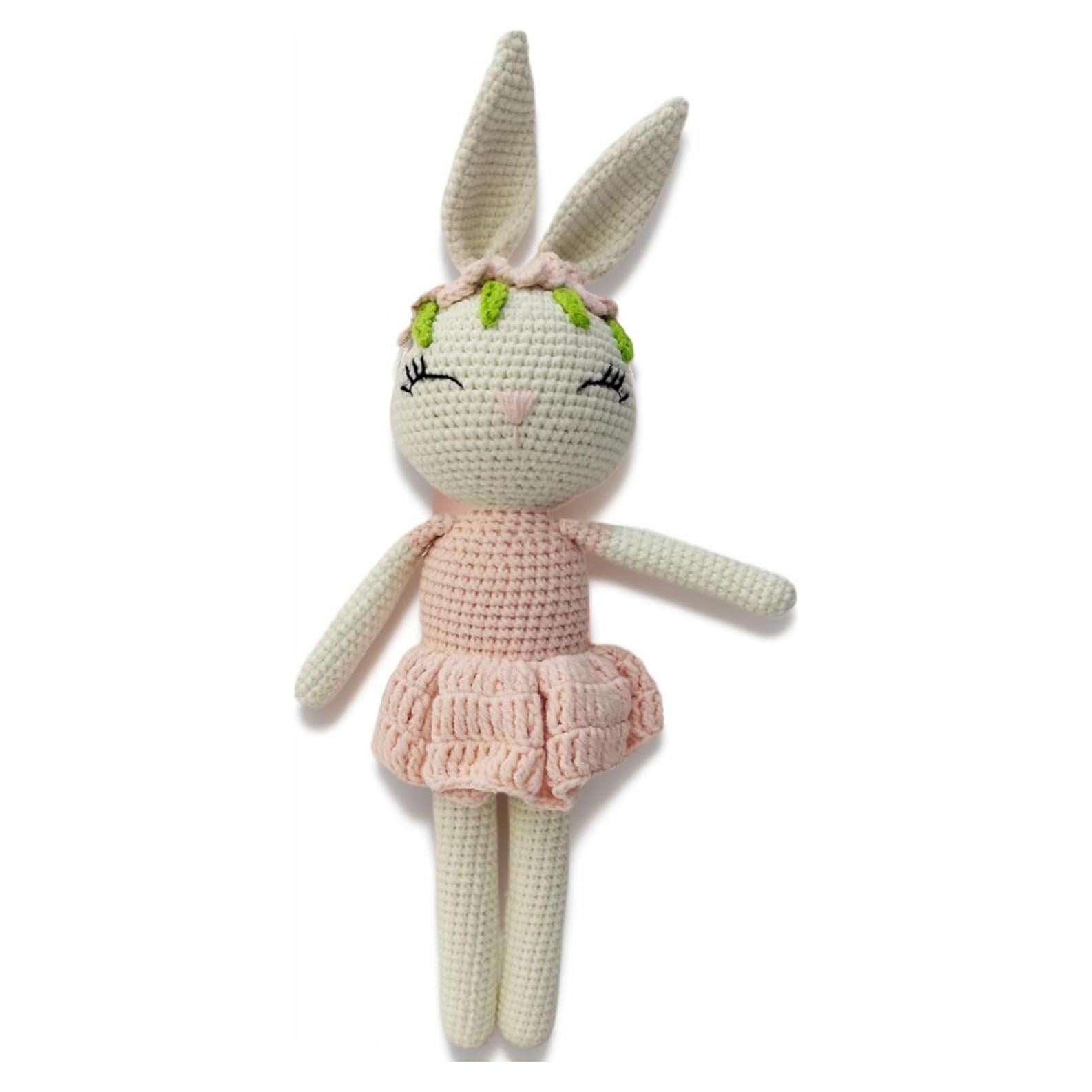 Conejo de peluche suave BBYP 32 cm - Sonajero de ganchillo