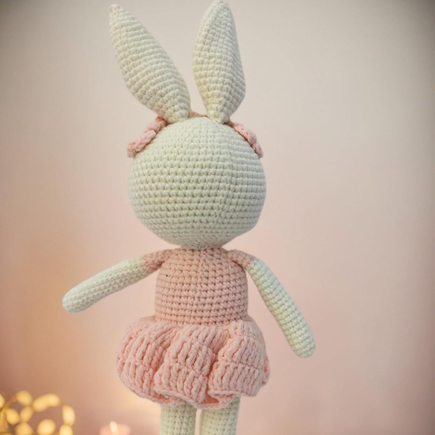 Conejo de peluche suave BBYP 32 cm - Sonajero de ganchillo