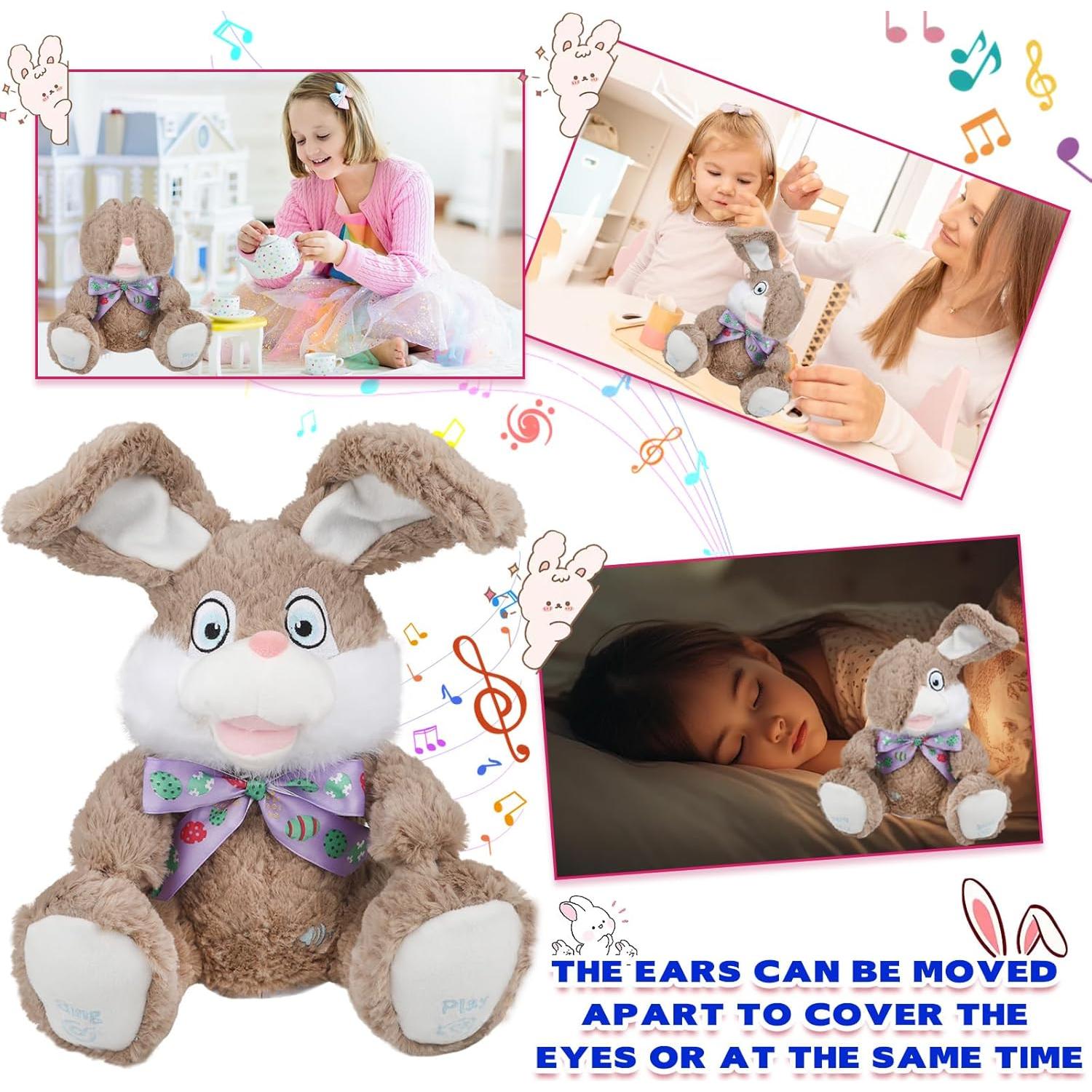 Conejo de Peluche Musical Interactivo 30 cm Beige - Zhong Le Toys