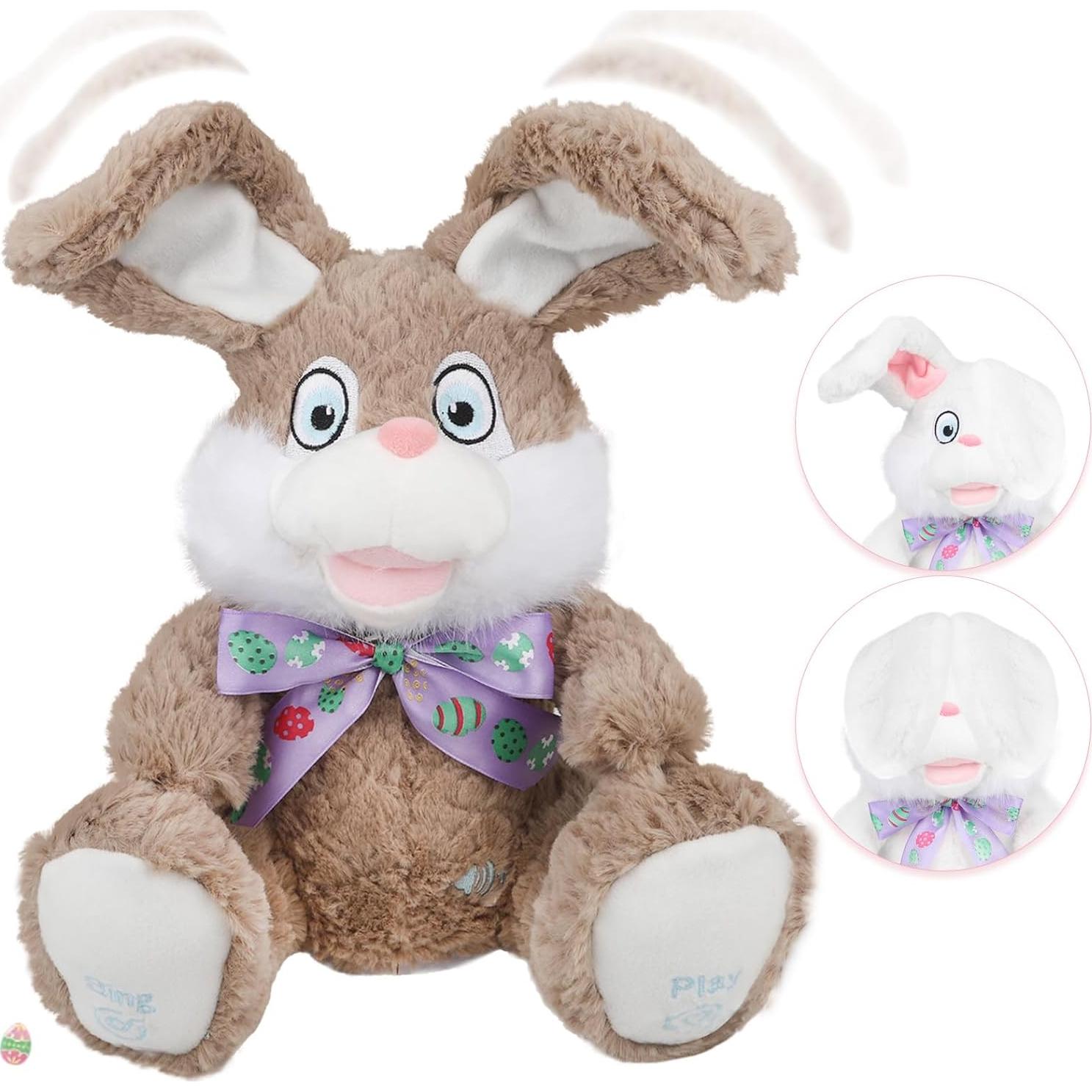 Conejo de Peluche Musical Interactivo 30 cm Beige - Zhong Le Toys