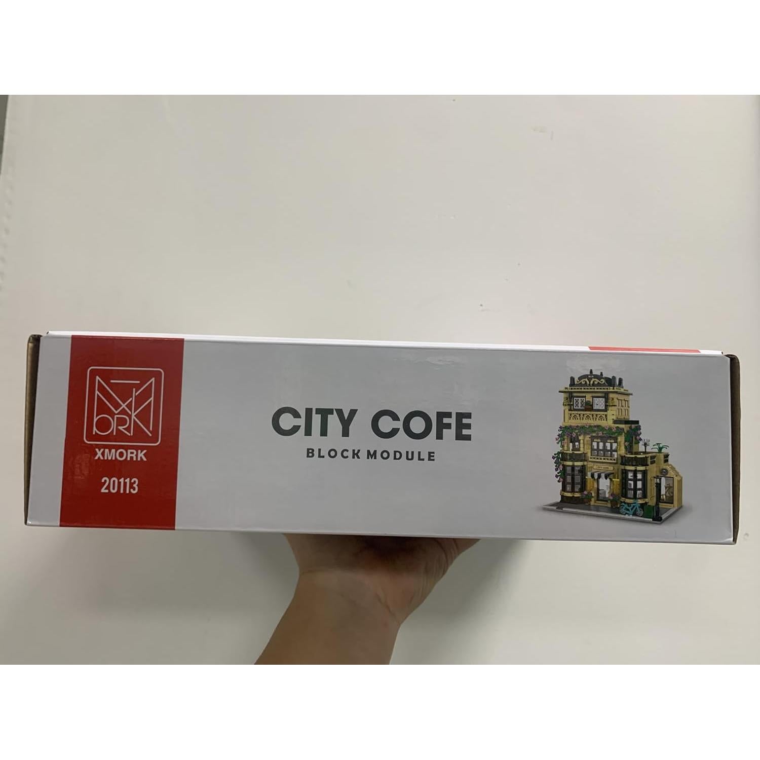 City Cafe Architecture Building Kit with LED Lights,3 Levels City Cafe Model Building Blocks Toy,for 12+Age Teen,Adult（1443 Pieces）