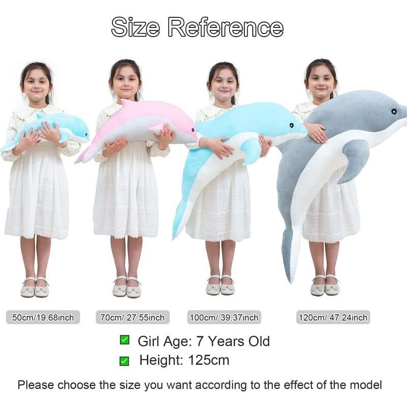 Almohada de Peluche Delfín Rosa 120cm Kekeso Suave