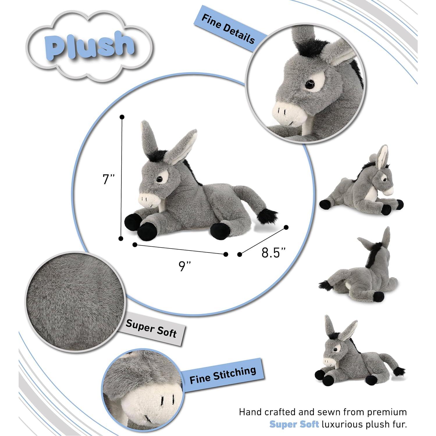 Peluche Burro Acostado DolliBu - Suave 23 cm para Niños y Adultos