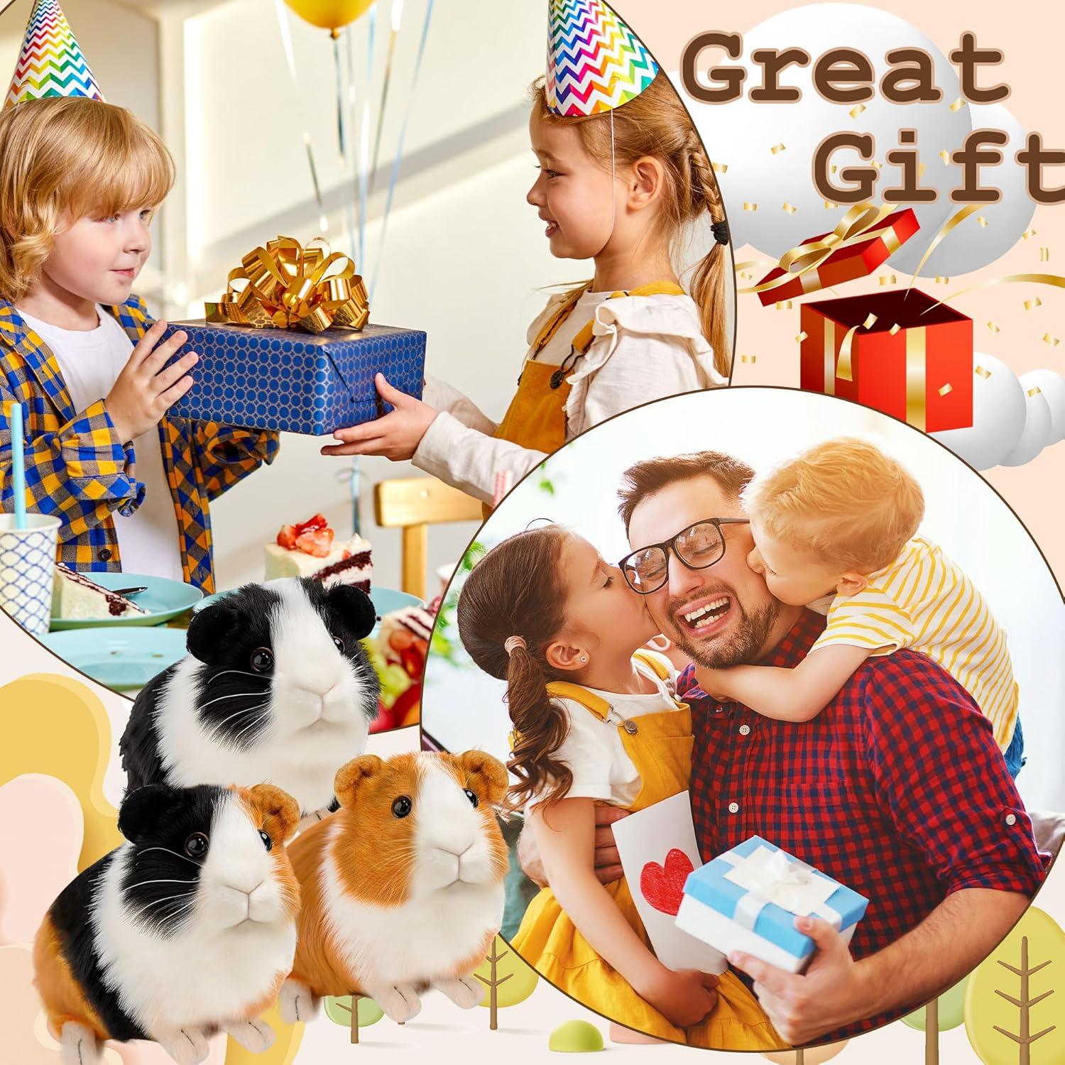 3 Juguetes de Peluche Cobaya Realistas para Niños - Redaica