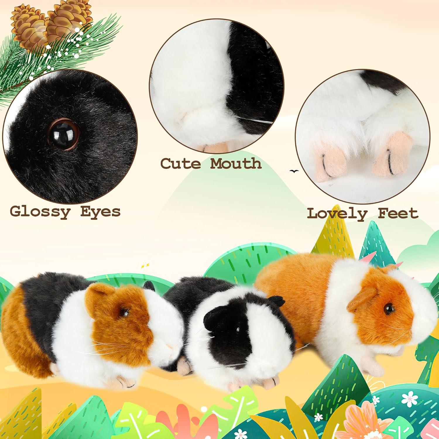 3 Juguetes de Peluche Cobaya Realistas para Niños - Redaica