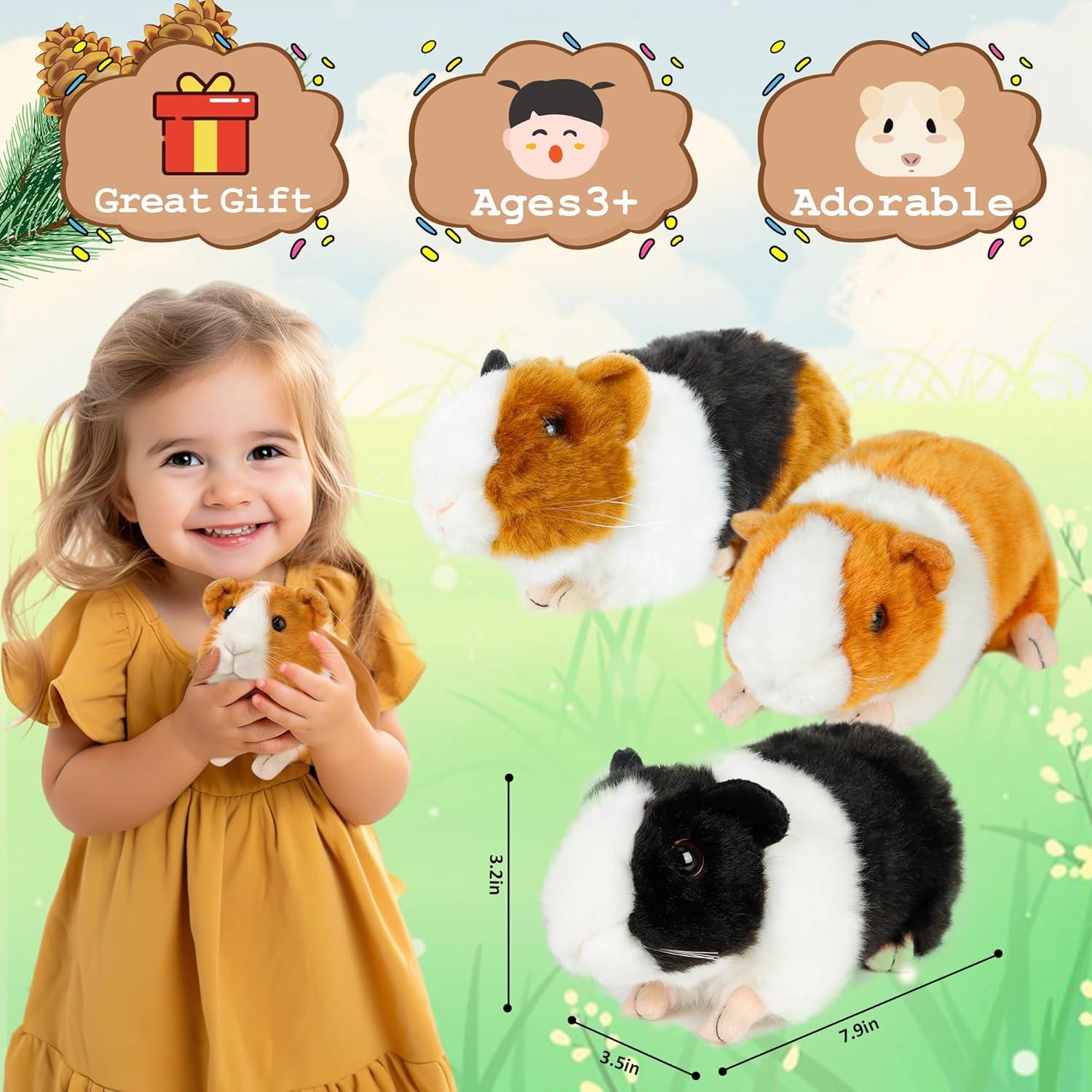 3 Juguetes de Peluche Cobaya Realistas para Niños - Redaica