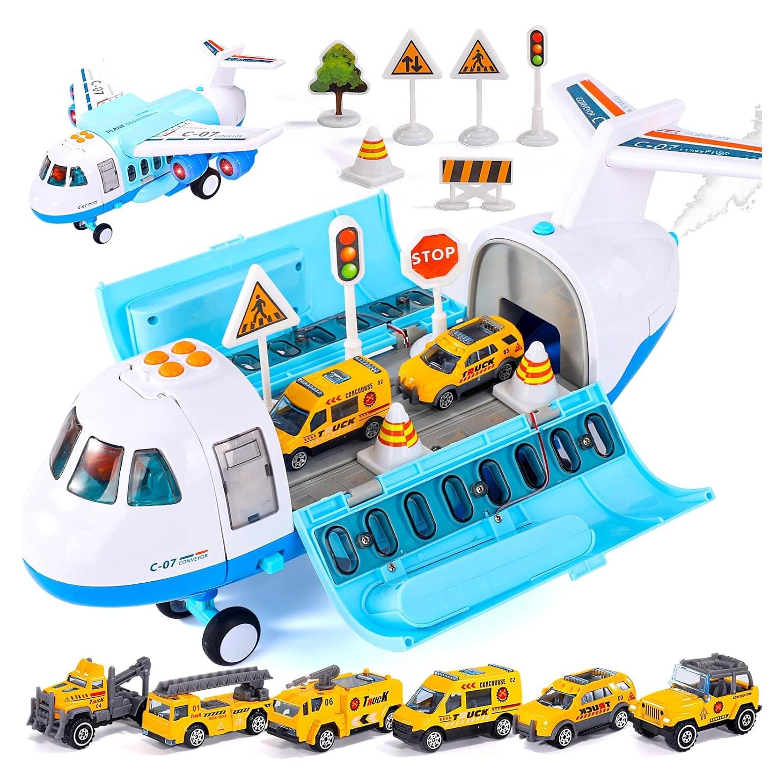 Avión de Carga Lichengfeng con 6 Vehículos y Luces