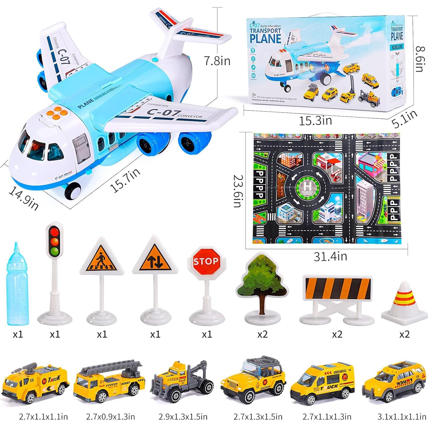 Avión de Carga Lichengfeng con 6 Vehículos y Luces