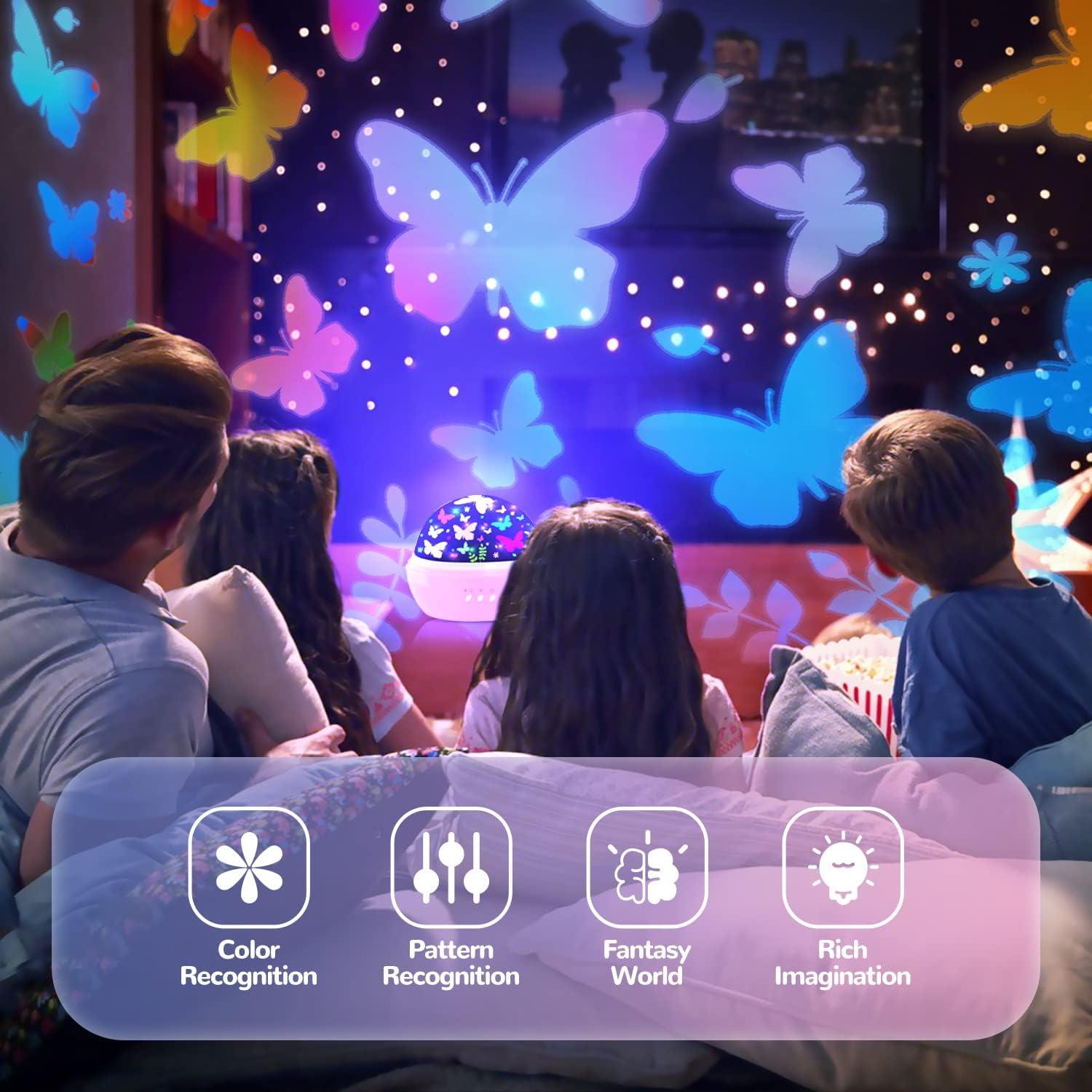 Proyector de Estrellas Mariposa JKGIFTS Rosa Luz Nocturna
