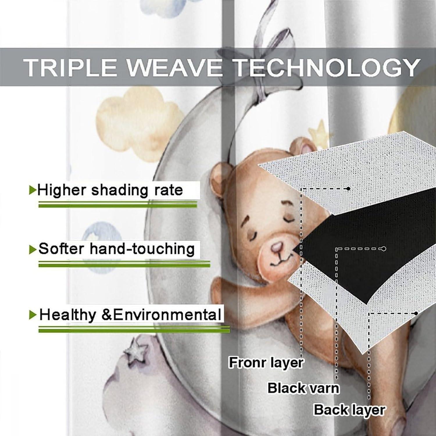 Cortinas Opacas para Niños Nanacur Oso Acuarela 52x114 cm