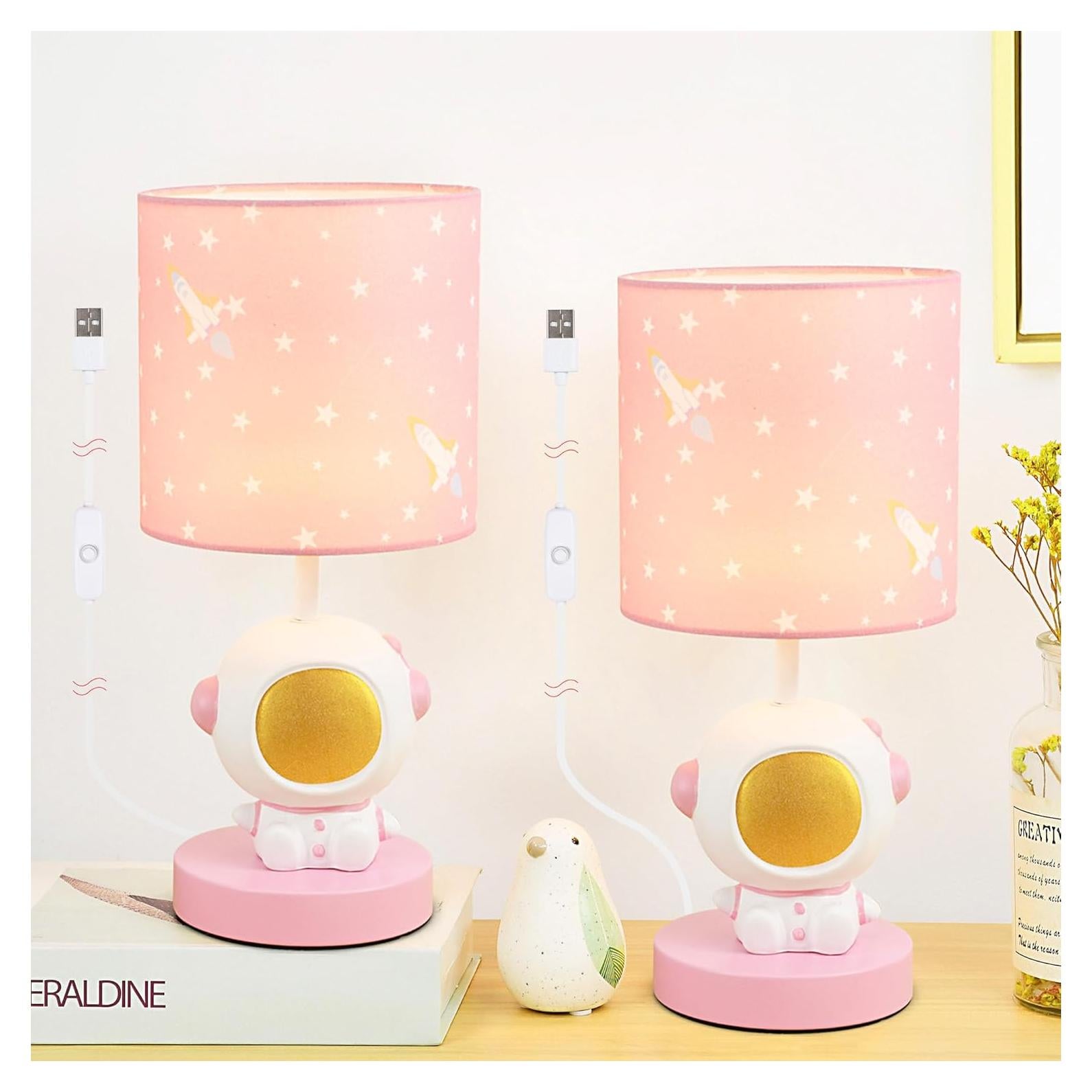 Lámpara de Mesa LED Astronauta Lampwell Rosa USB 33.2cm