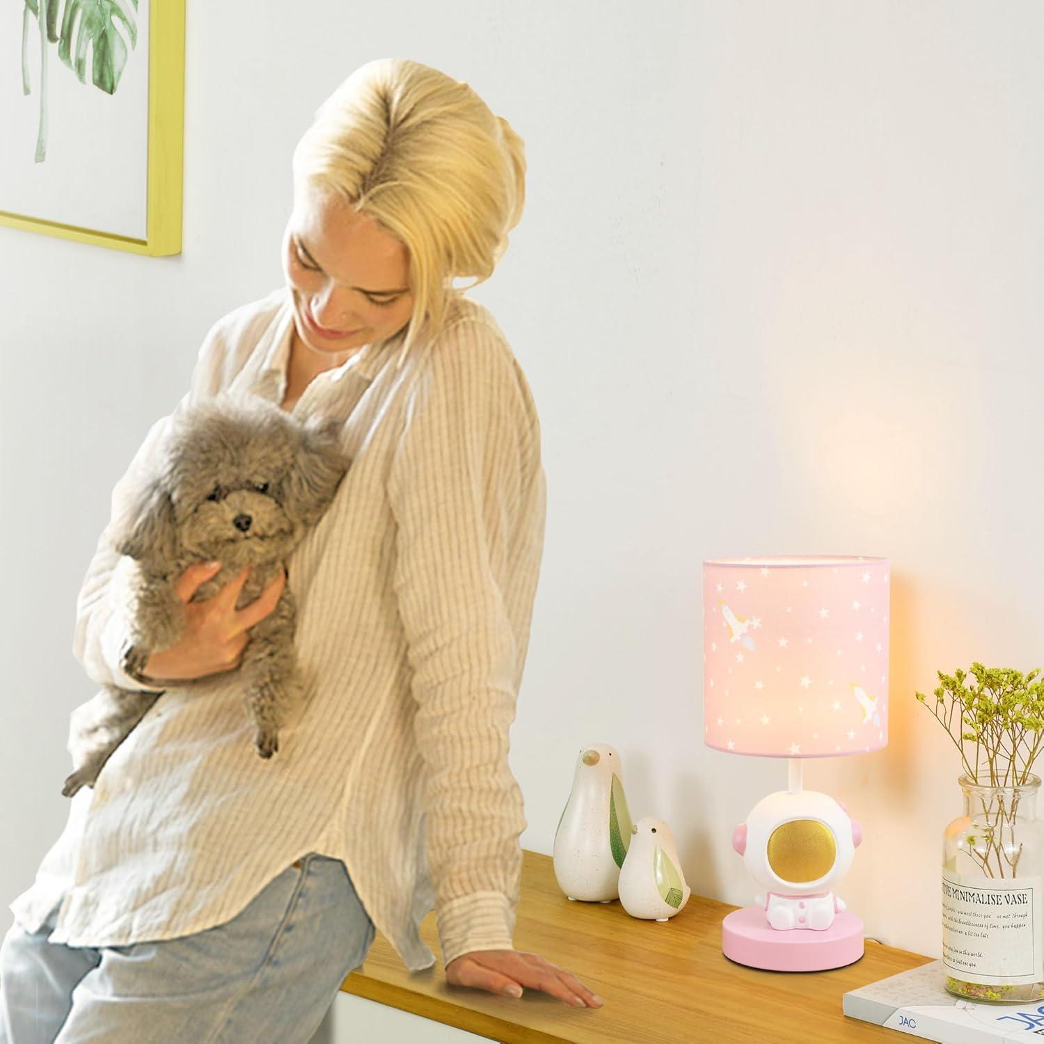 Lámpara de Mesa LED Astronauta Lampwell Rosa USB 33.2cm